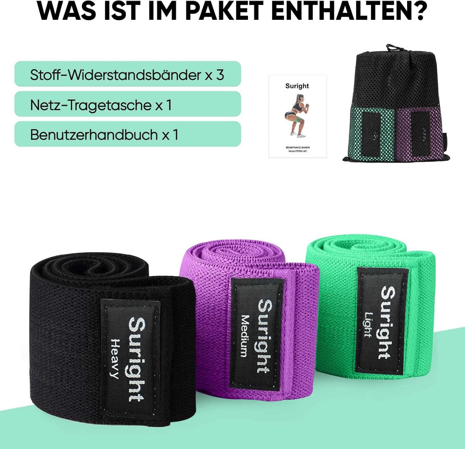 Fitnessbänder stricken, Widerstandsbänder, Yoga-Gürtel, rutschfest & schweißbeständig, Gymnastikgürtel, Hüfte, Beintraining, Krafttraining und Klimmzüge – Bild 9