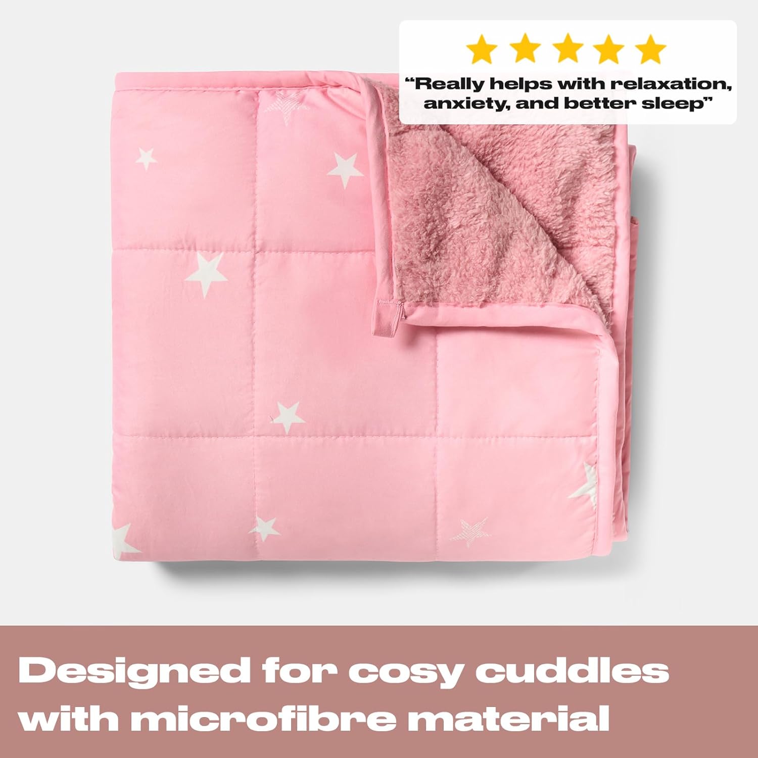DREAMSCENE Gewichtsdecke 3 kg, Stern, schwere Decke 100 x 150 cm, 3 kg (6,6 lb), rosa Gewichtsdecke – nur für Kinder ab 3 Jahren geeignet – Bild 5