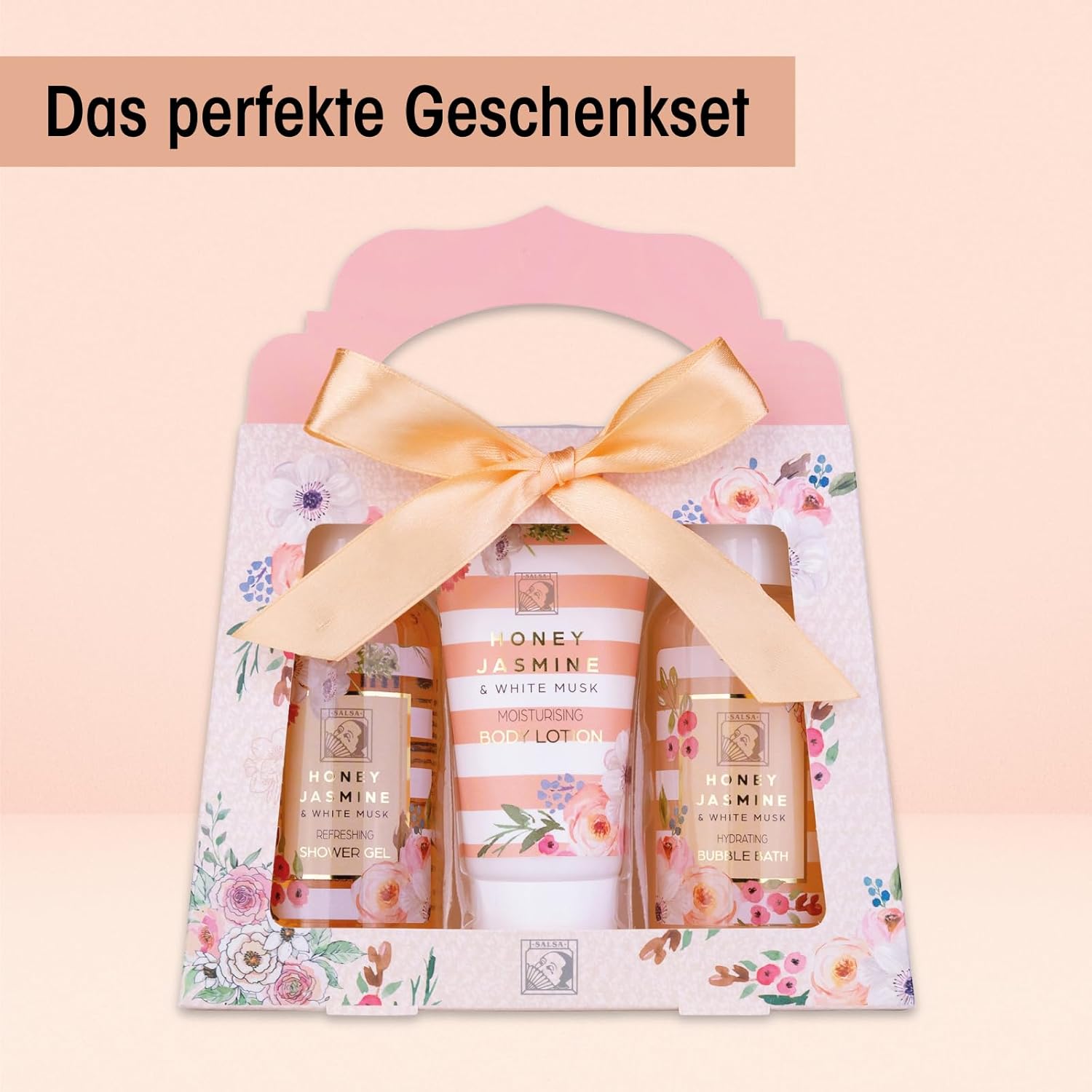 Accentra Damen-Duschset Honey Jasmine in schöner Geschenkbox – 3-teiliges Pflegeset mit Duschgel, Bodylotion und Schaumbad – Wellness-Geschenkset für Geburtstag und Valentinstag – Bild 2