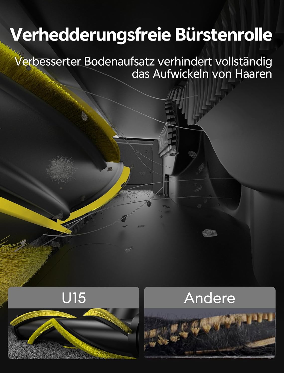 Ultenic Akku-Staubsauger, 600 W/55.000 Pa/65 Min., kabelloser Staubsauger mit GreenEye-Technologie, Teleskoprohr & freistehend, 6-lagiger Filter, Anti-Tangle-Bürste, für Tierhaare, Teppiche, Hartböden – Bild 5