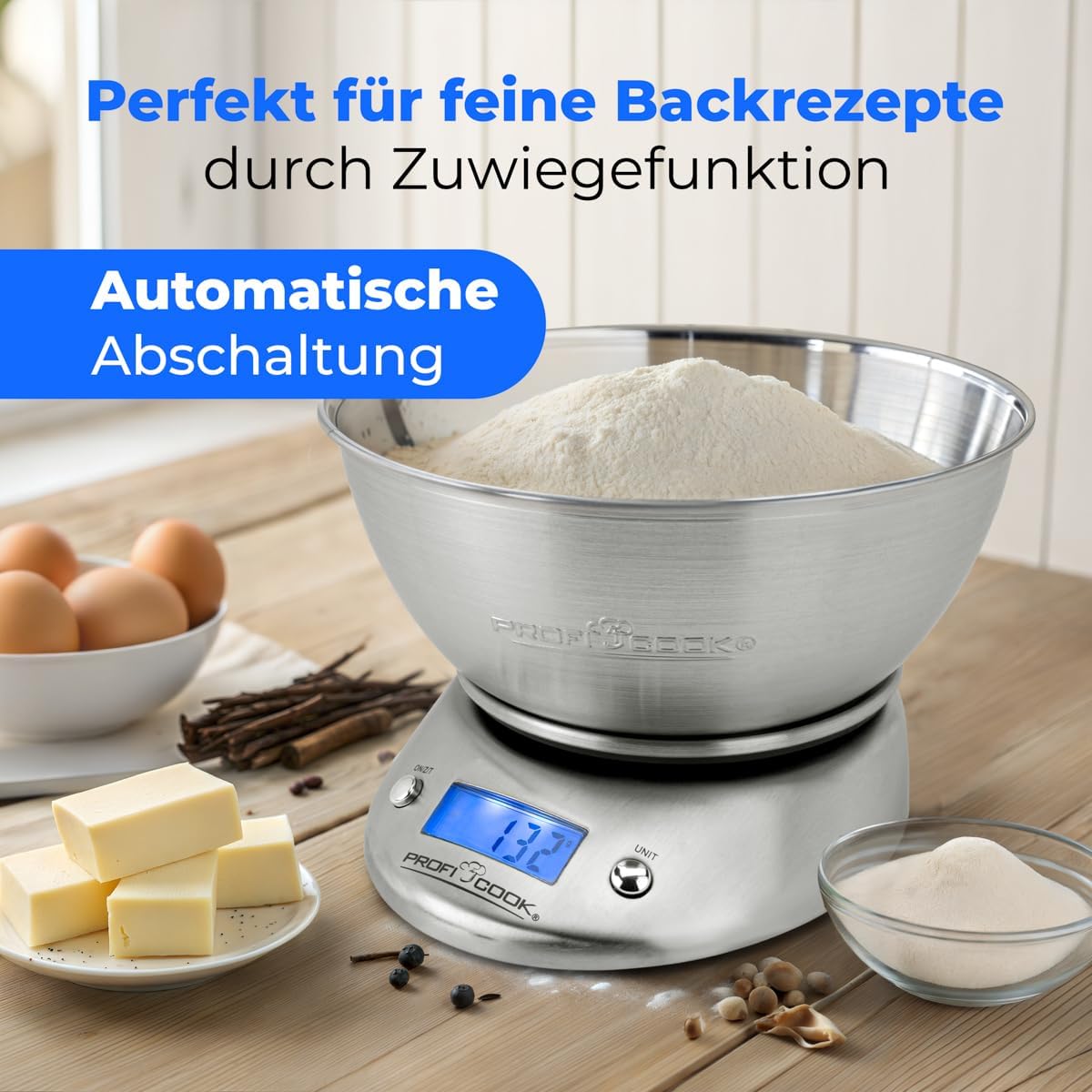 ProfiCook PC-KW 1040 Digitale Küchenwaage aus Edelstahl – Bild 4