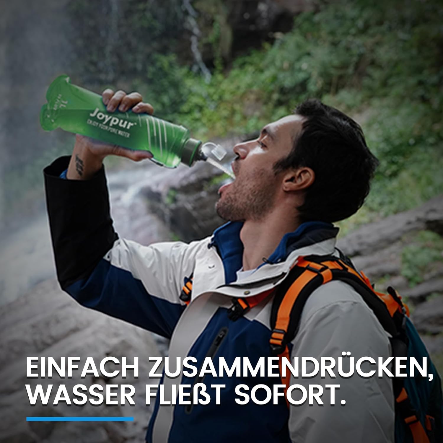 Faltbare Wasserflasche mit Filter 1 l – Wasserfilter, Outdoor-Survival-Filterflaschen für Trinkwasser, Outdoor-Wasserflasche mit Filter mit 5000 l Filterkapazität für Outdoor-Aktivitäten (grün) – Bild 4
