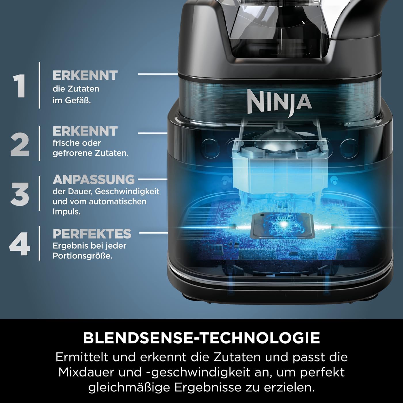 Ninja 2-in-1 Detect Power Mixer Pro, 1200 W mit Krug und Tassen, Smoothies-Mixen, Gemüsehacken und gefrorene Getränke, Schwarz, TB301EU – Bild 5