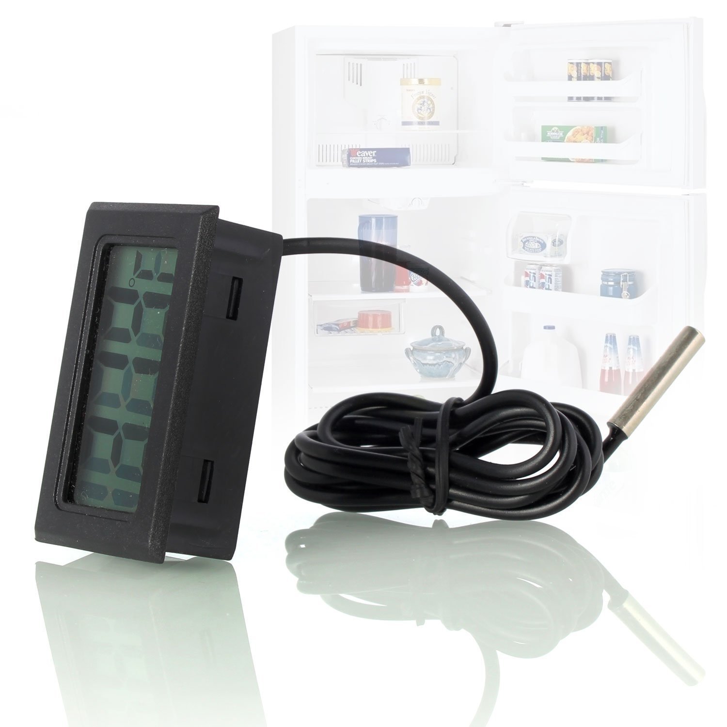 ARCELI Digitales LCD-Thermometer, Temperaturüberwachung mit externer Sonde für Kühlschrank, Gefrierschrank, Kühlschrank, Aquarium – Schwarz – Bild 4