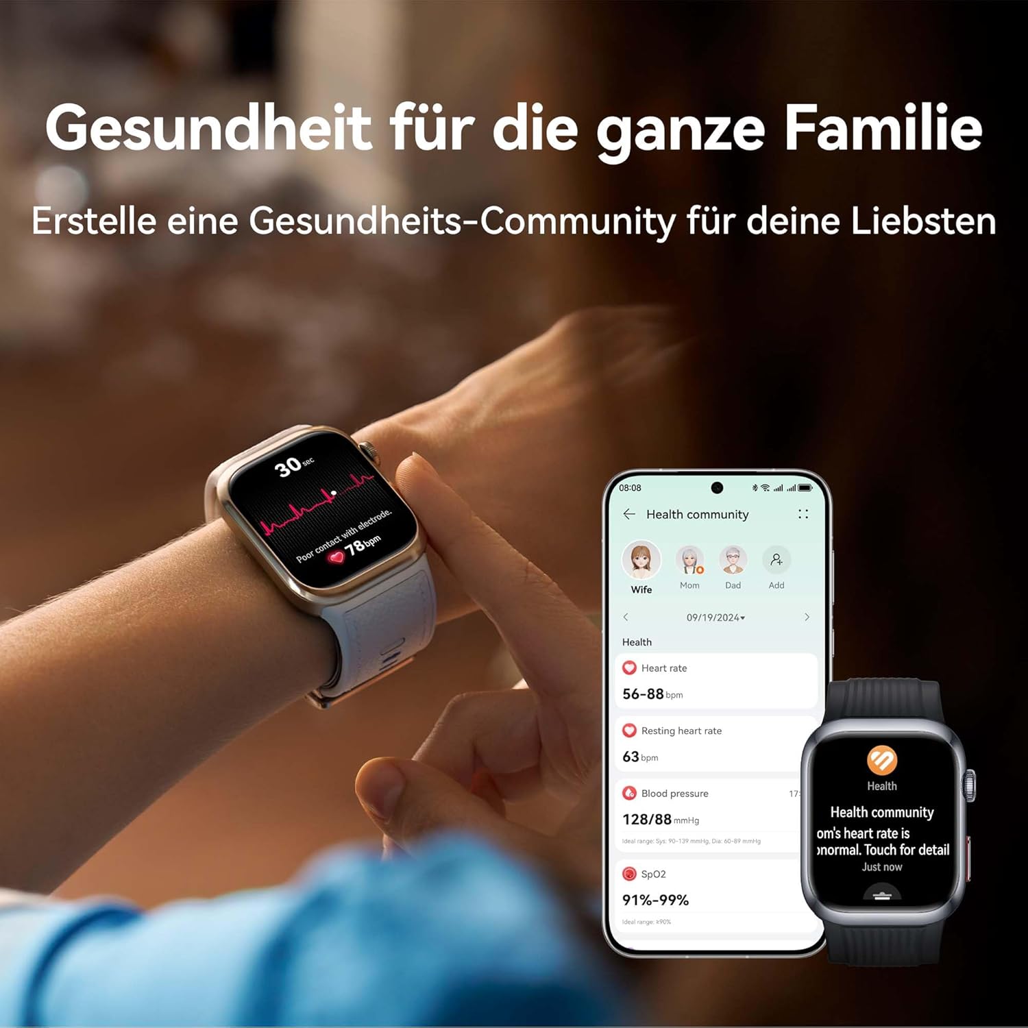 HUAWEI Watch D2 Smartwatch, 1,82 Zoll AMOLED-Display, ambulantes Blutdruckmessgerät, schlankes Design, EKG, Smart Lifestyle-Funktionen, Gesundheits-Community, kompatibel mit iOS & Android, Schwarz – Bild 8