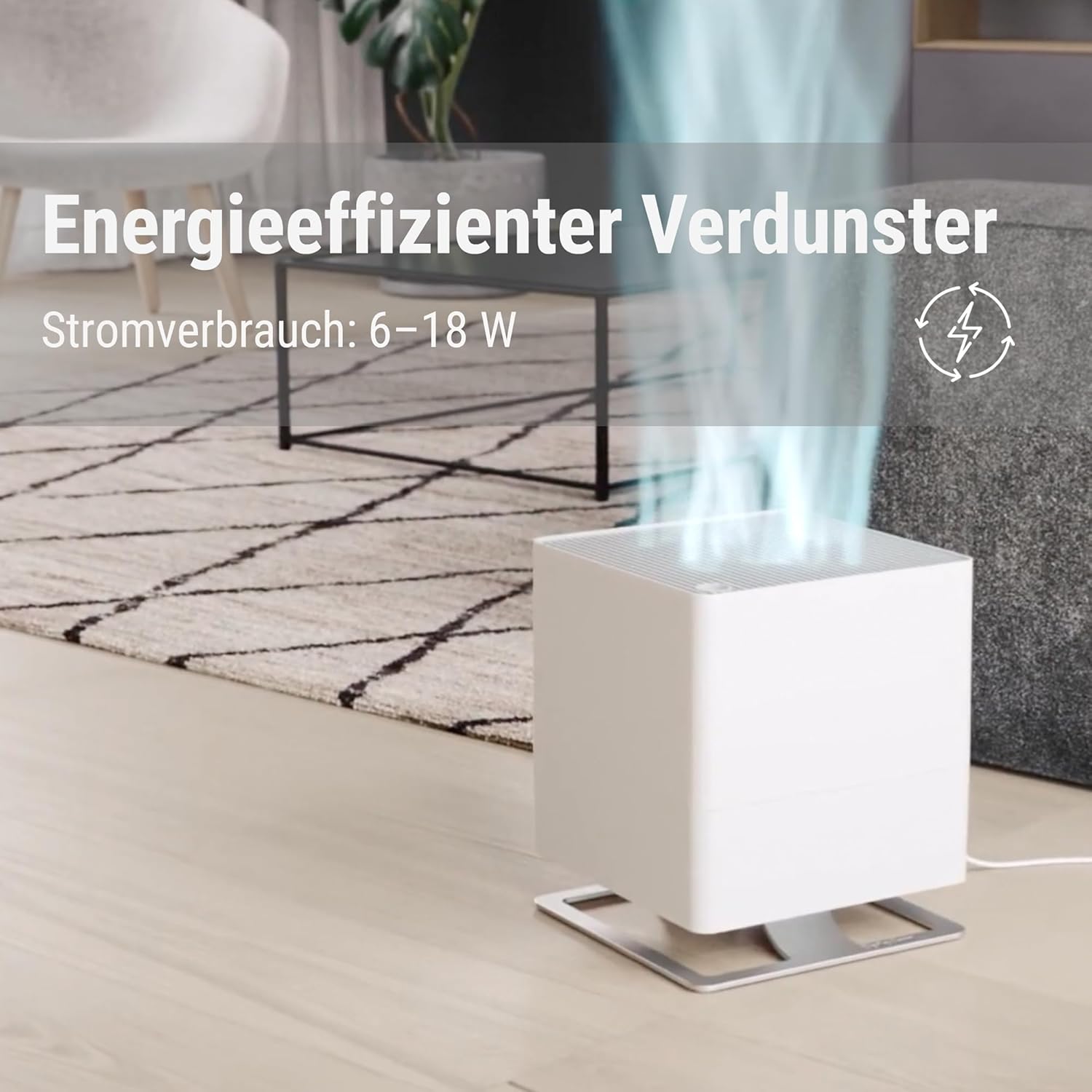 Stadler Form Luftbefeuchter Oskar, energiesparender Luftbefeuchter für Räume bis 50 m², Verdampfer mit Abschaltautomatik und Nachtmodus, dimmbare LEDs, sehr leise, schwarz – Bild 2