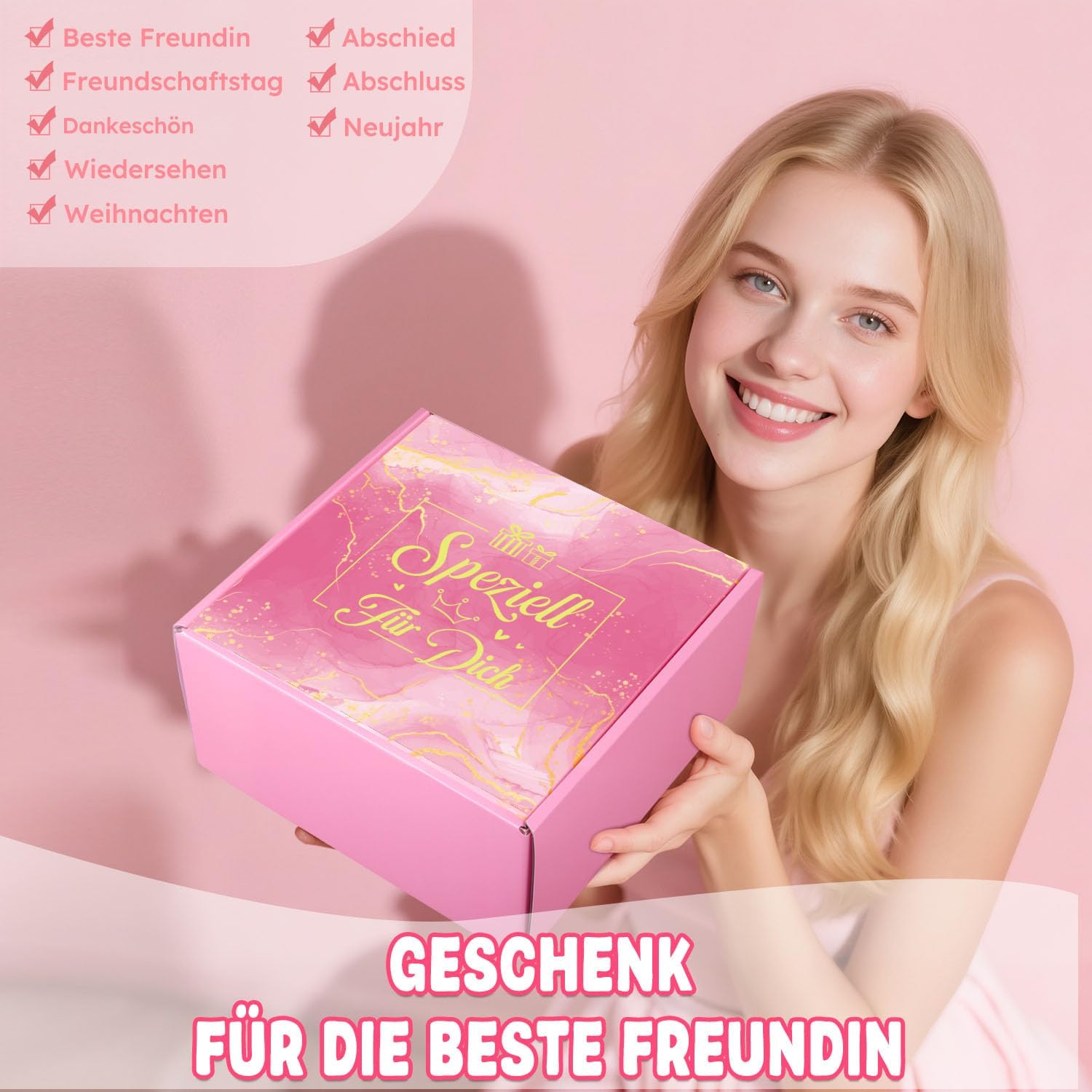 Giftota Geschenke für Frauen, beste Freundin, Geburtstagsgeschenk für Frauen, beste Freundin, Geburtstagsgeschenkset für Frau, rosa Thermobecher, Geschenkbox, Freundinnen, Wellness-Geschenkset – Bild 2