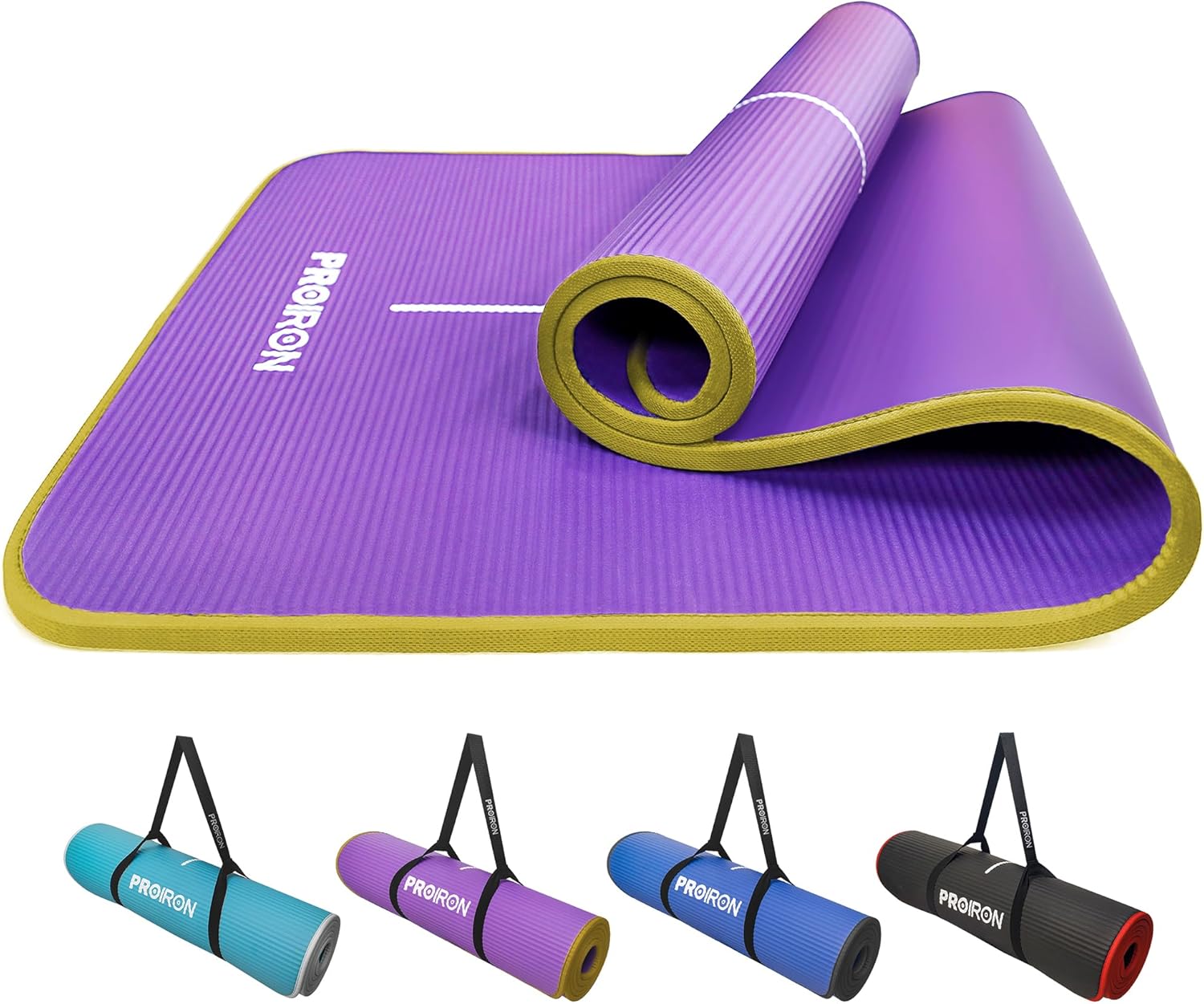 PROIRON Gymnastikmatte, Gymnastikmatte für Zuhause mit Tragegurt, Trainingsmatte rutschfest, Yogamatte dick 10/15 mm und Sportmatte, Fitnessmatte, Yogamatte, Pilatesmatte für Heimtraining