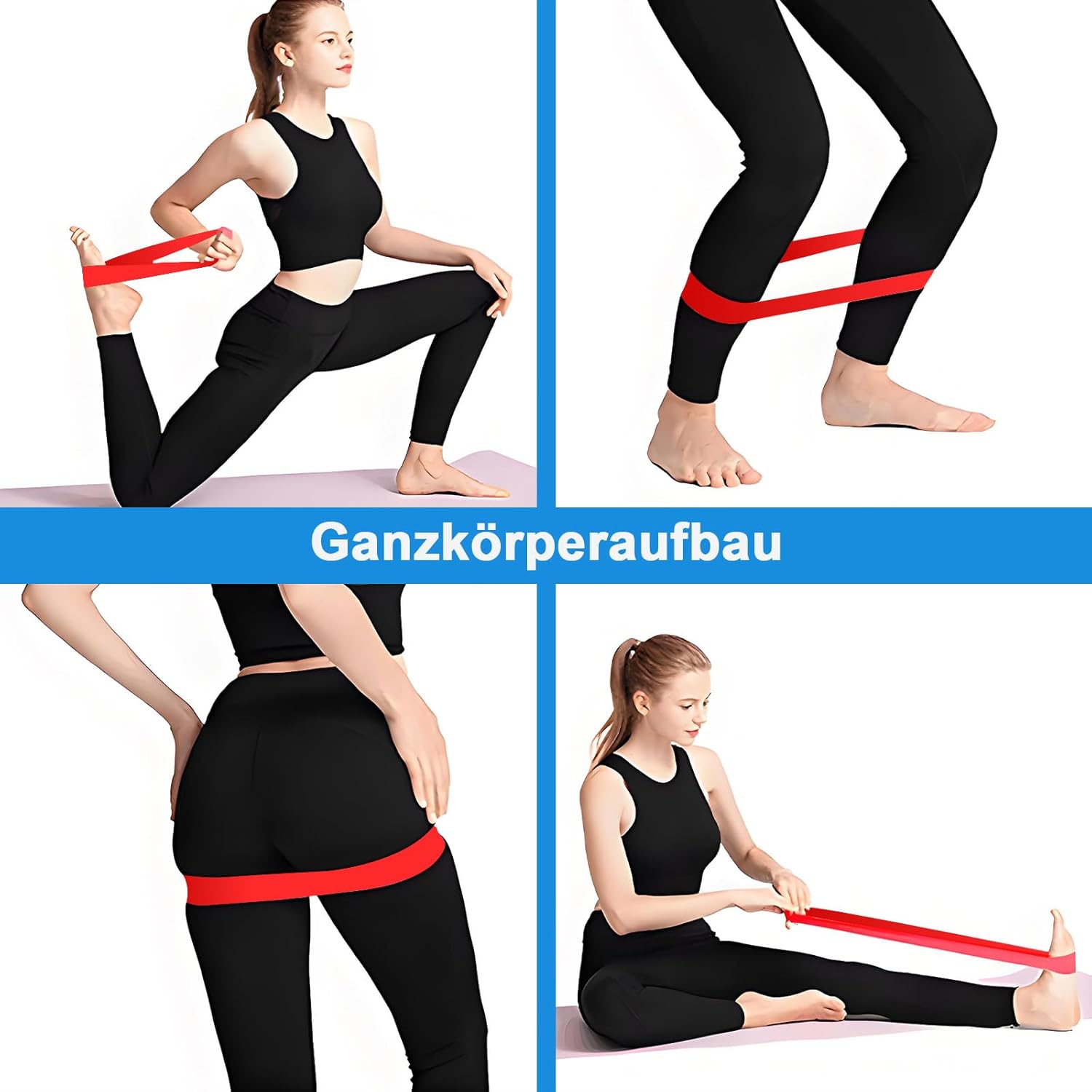 SURFOU Fitnessbänder Set mit 5 verschiedenen Stärken, hautfreundlich, Terrabänder für Krafttraining, mit Tragebeutel, Widerstandsbänder für Muskelaufbau, Pilates, Yoga und Reha-Training – Bild 4
