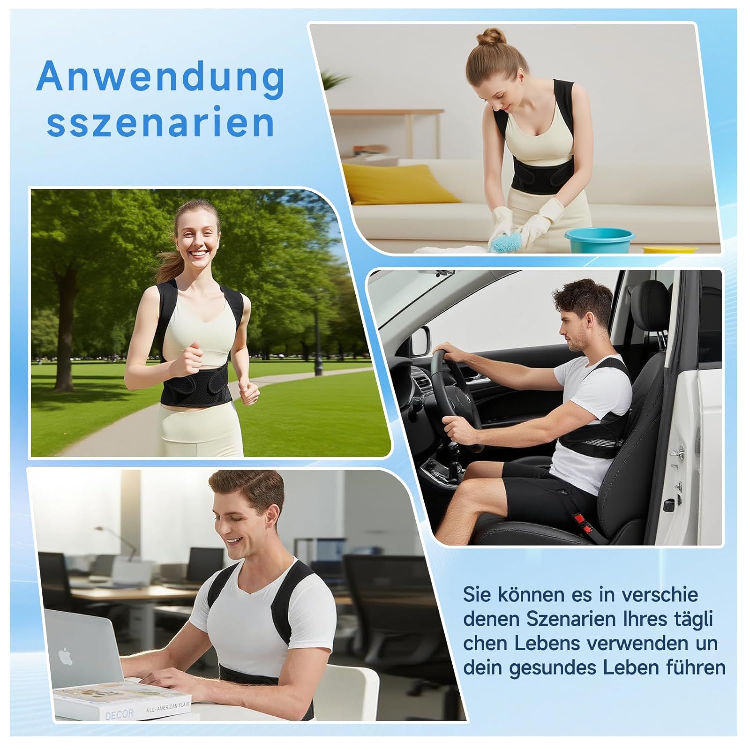 ZSZBACE Rückenglätter, verstellbarer Rückenstützgürtel, Haltungskorrektur, Rückengurt für Männer und Frauen, gerade Rückenstütze, Haltungstrainer, lindert Schmerzen, Rückenschmerzen (XL) – Bild 7