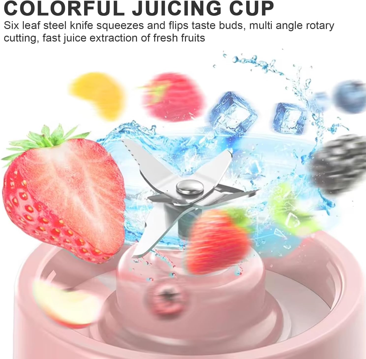 Tragbarer Mixer 400 ml, Mixer Smoothie Maker to Go mit Digitalanzeige & 6-Blatt, Mini Elektrischer Saftpresse, USB Wiederaufladbar, 1200 mAh Akku für Saft Marmelade Shake, Familien Camping Sportarten – Bild 5