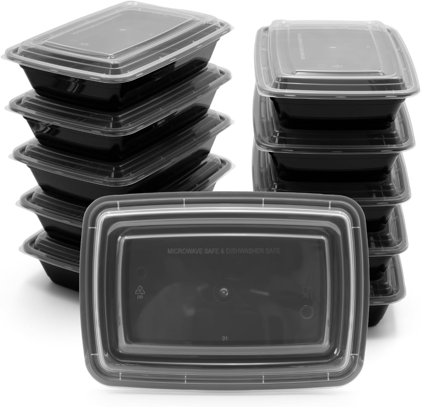 BigDean wiederverwendbare Meal-Prep-Boxen mit Deckel (10 Stück) – robuste Meal-Prep-Boxen, stapelbare Meal-Prep-Dosen und Lebensmittelbox – mikrowellen-, gefrier- und spülmaschinenfest – perfekt für die Mealprep – Bild 9