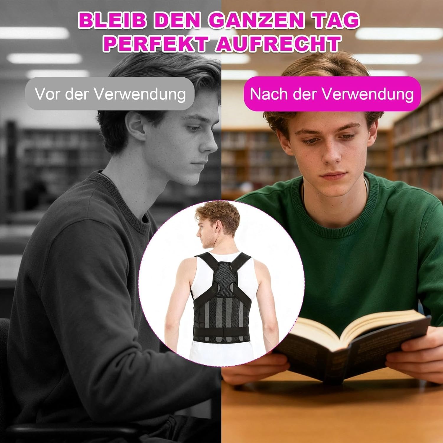 Rückenglätter-Haltungstrainer, atmungsaktiver Haltungskorrektur-Rückenstützgürtel für Männer und Frauen für Büro, Arbeit, Fahren, Sport – Bild 4