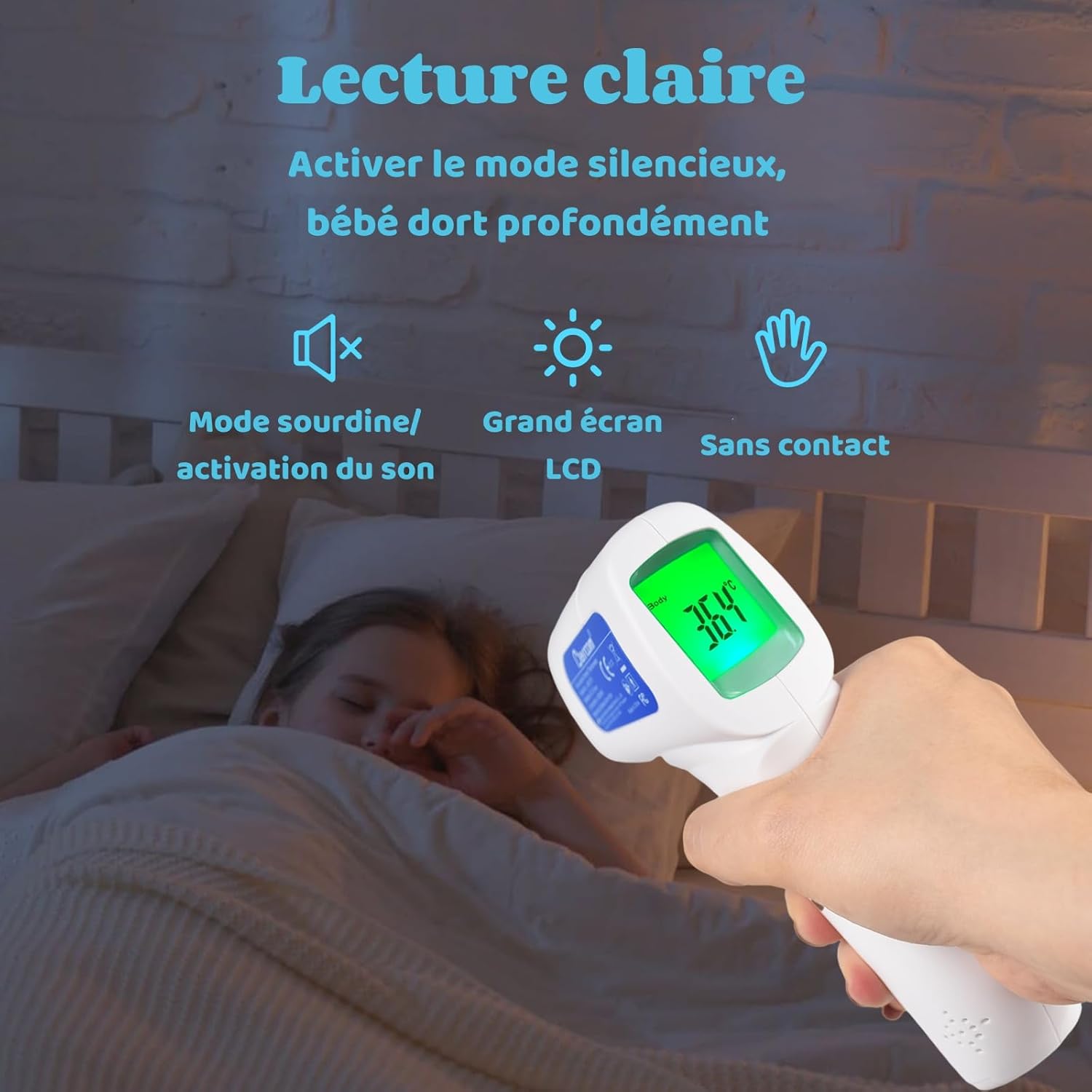 Berrcom Fieberthermometer, kontaktloses Infrarot-Stirnthermometer für Babys, Kinder, Erwachsene, digitales medizinisches Thermometer, 3-in-1 mit sofort genauen Messwerten, Fieberalarm – Bild 4