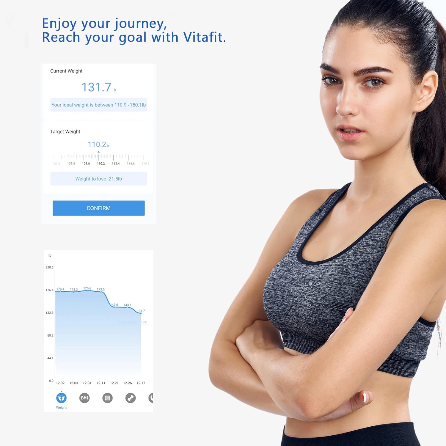 Vitafit Körperfettwaage, Personenwaage mit App, Körperanalysewaage mit Bluetooth, Personenwaage mit Körperfett und Muskelmasse, BMI, Protein, BMR, Silber – Bild 6