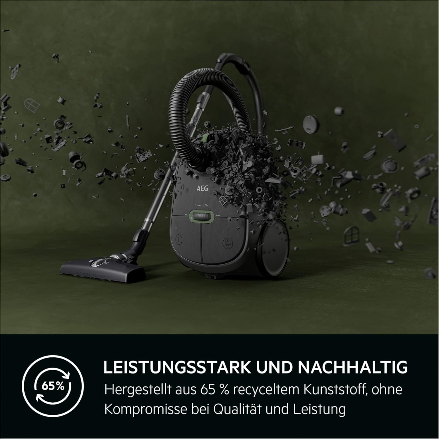 AEG Clean 6000 AB61C1OKO Öko-Staubsauger, hohe Saugleistung, zusätzliche Düsen, XL-Räder, Edelstahl-Teleskoprohr, 65 % recyceltes Material, 12 m Kabel, 850 Watt, Zubehör, grau – Bild 7