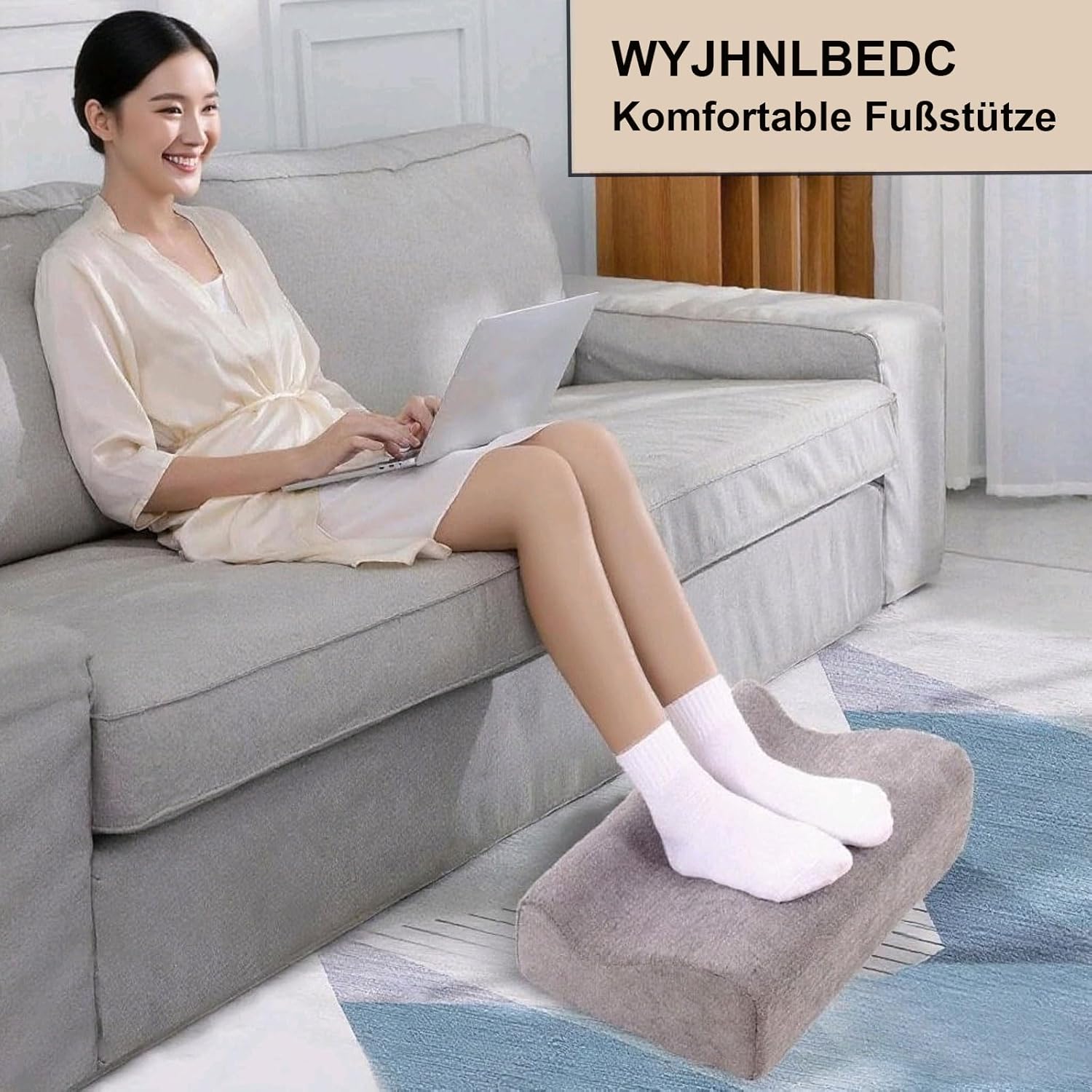 Fußstütze für den Schreibtisch, ergonomische Fußstützen für das Büro mit Premium-Schaumstoffkern und abnehmbarem Deckel, rutschfeste Fußstütze für unter dem Schreibtisch, Rücken- und Hüftschmerzen, dunkelgrau, mittel – Bild 4