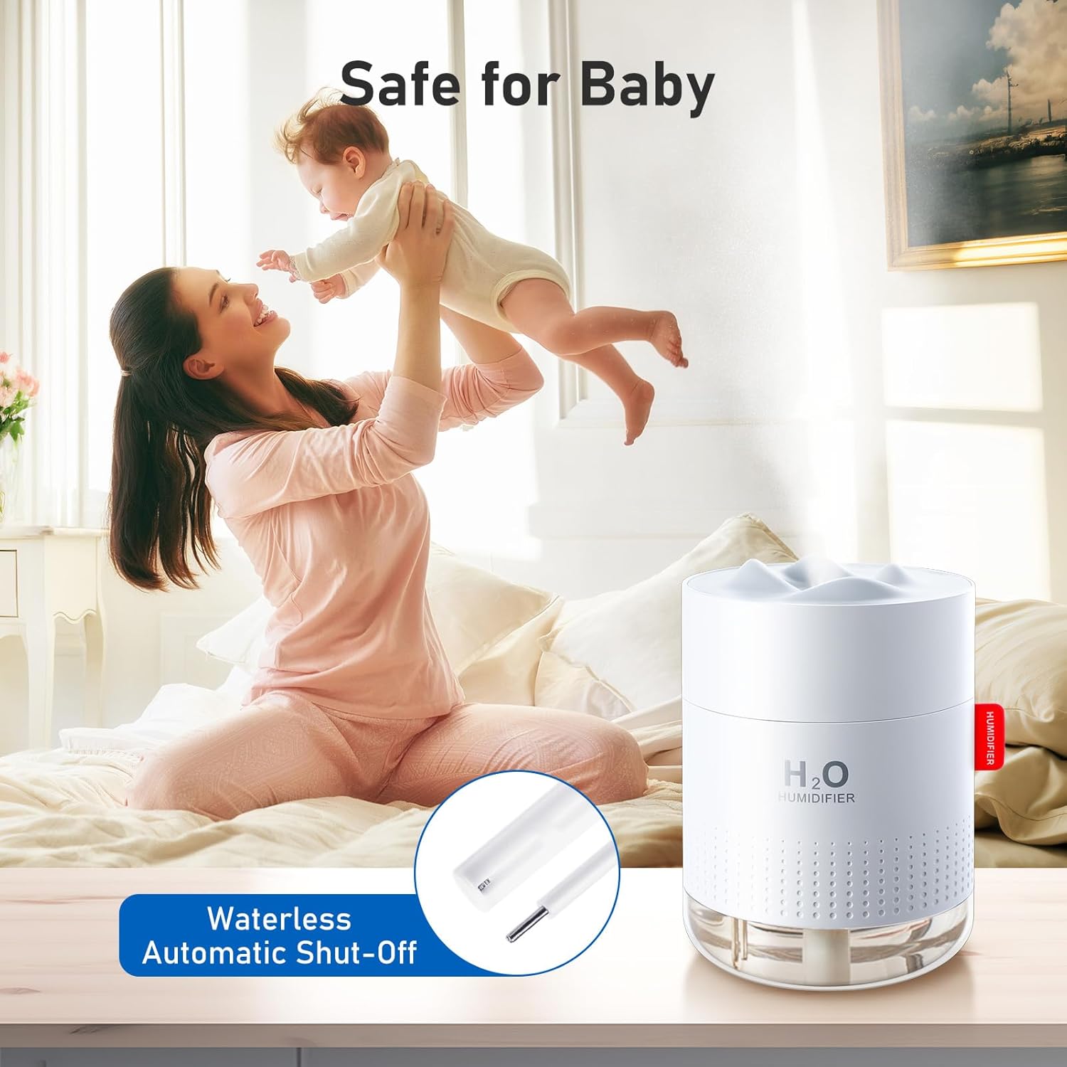 Tragbarer 500-ml-Mini-Ultraschall-Luftbefeuchter + 2 Filter für Schlafzimmer, ruhige Räume, Zuhause, Yoga, Büro, bis zu 10–16 Stunden Dauerbetrieb, automatische Abschaltung – Bild 5
