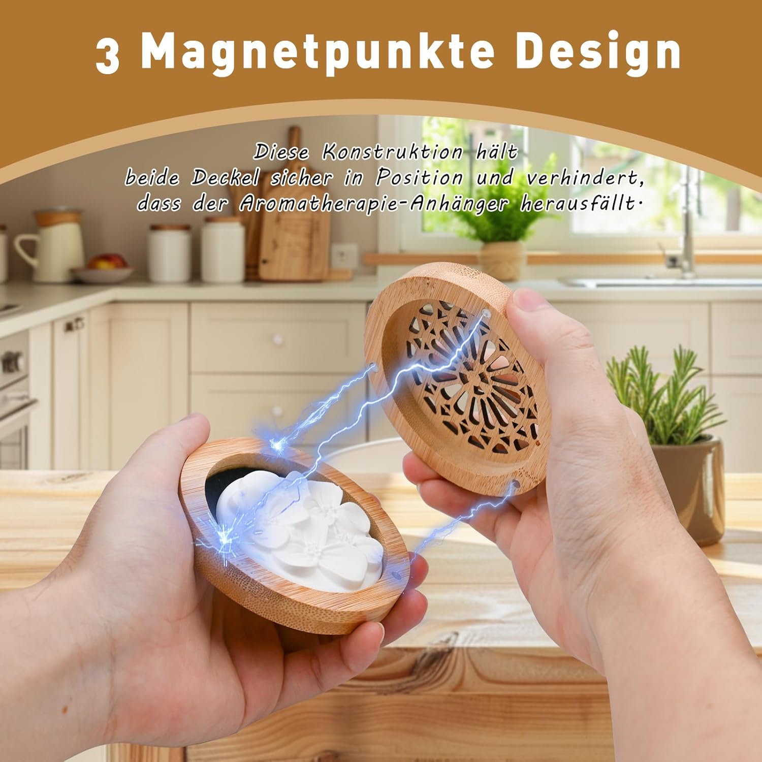 Duftsteine für ätherische Öle, Diffusor, Ornament, Duftstein, 2 Stück, flammenloser Aromastein, Diffusorstein für ätherische Öle aus Holz, für Aromatherapie im Schlafzimmer, Badezimmer, Auto – Bild 3