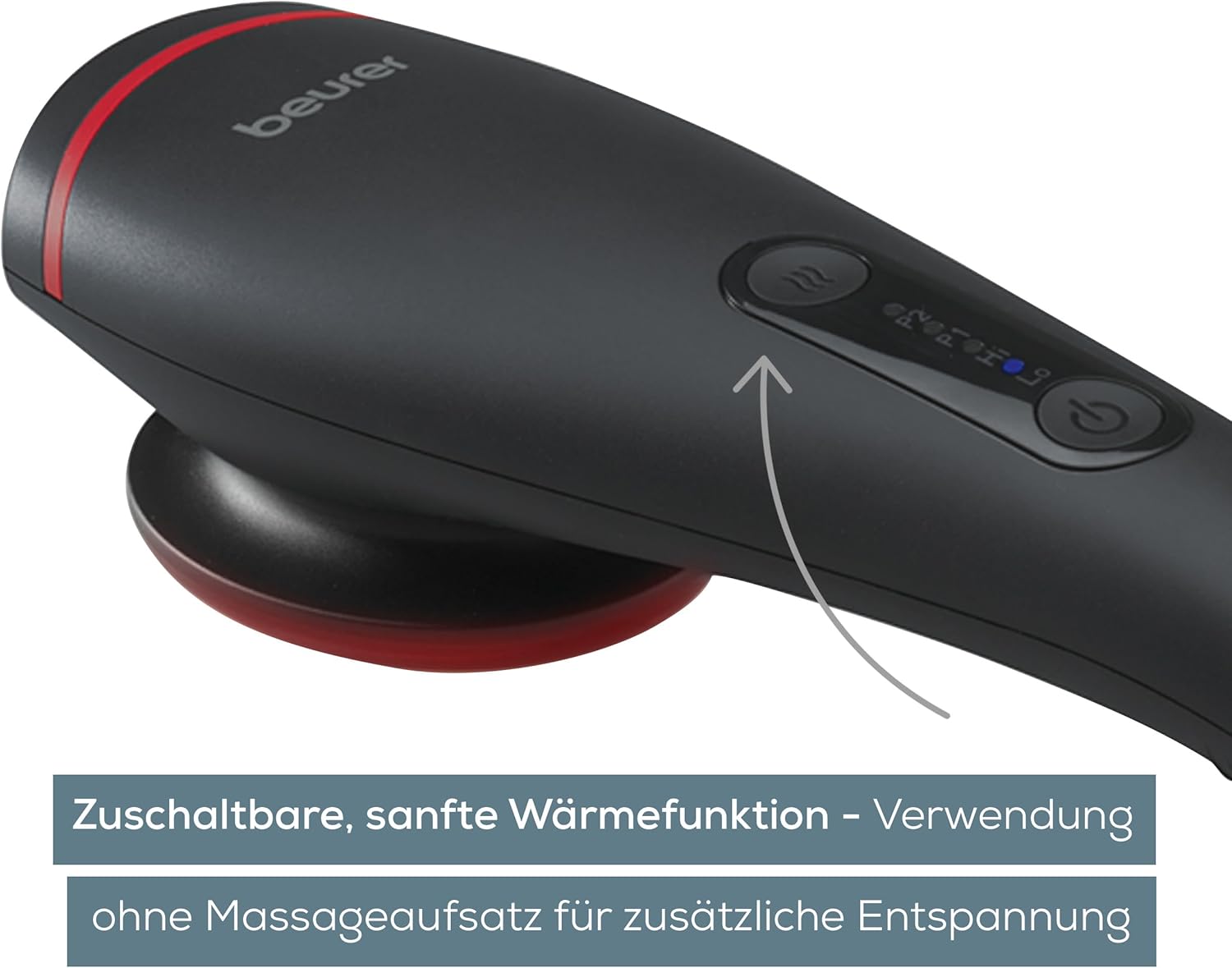 Beurer MG 24 Vibrationsmassagegerät, 2 wohltuende Massageprogramme und 2 Intensitätsstufen für ideale Entspannung, 3 Massageaufsätze, am ganzen Körper anwendbar, schwarz – Bild 4