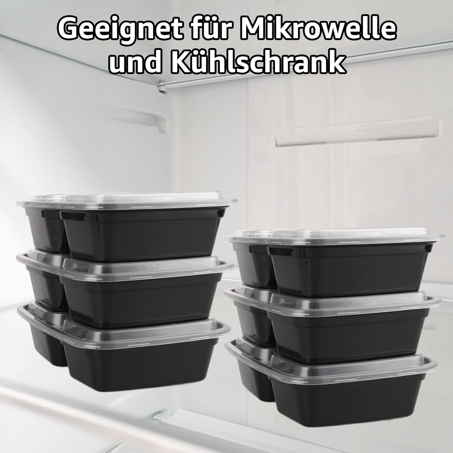 AKOLAFE 25 Stück Meal Prep Boxen 1000 ml 35 oz Meal Prep Boxen 2 Fächer Wiederverwendbarer Meal Prep Behälter mit Deckel Luftdichte Lebensmittelbox Kunststoff BPA-frei Lunchbox Rechteckiger Behälter für Lebensmittel, Obst – Bild 5