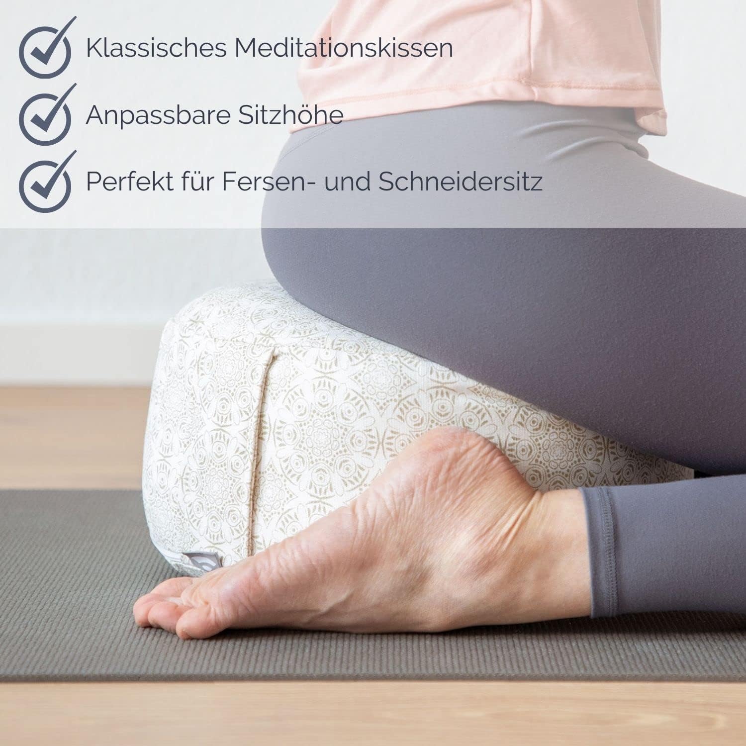 Rondo Maharaja Collection Meditationskissen mit abnehmbarem Baumwollbezug und Dinkel-Füllung, 32 x 17 cm, mit praktischer Trageschlaufe – Bild 4