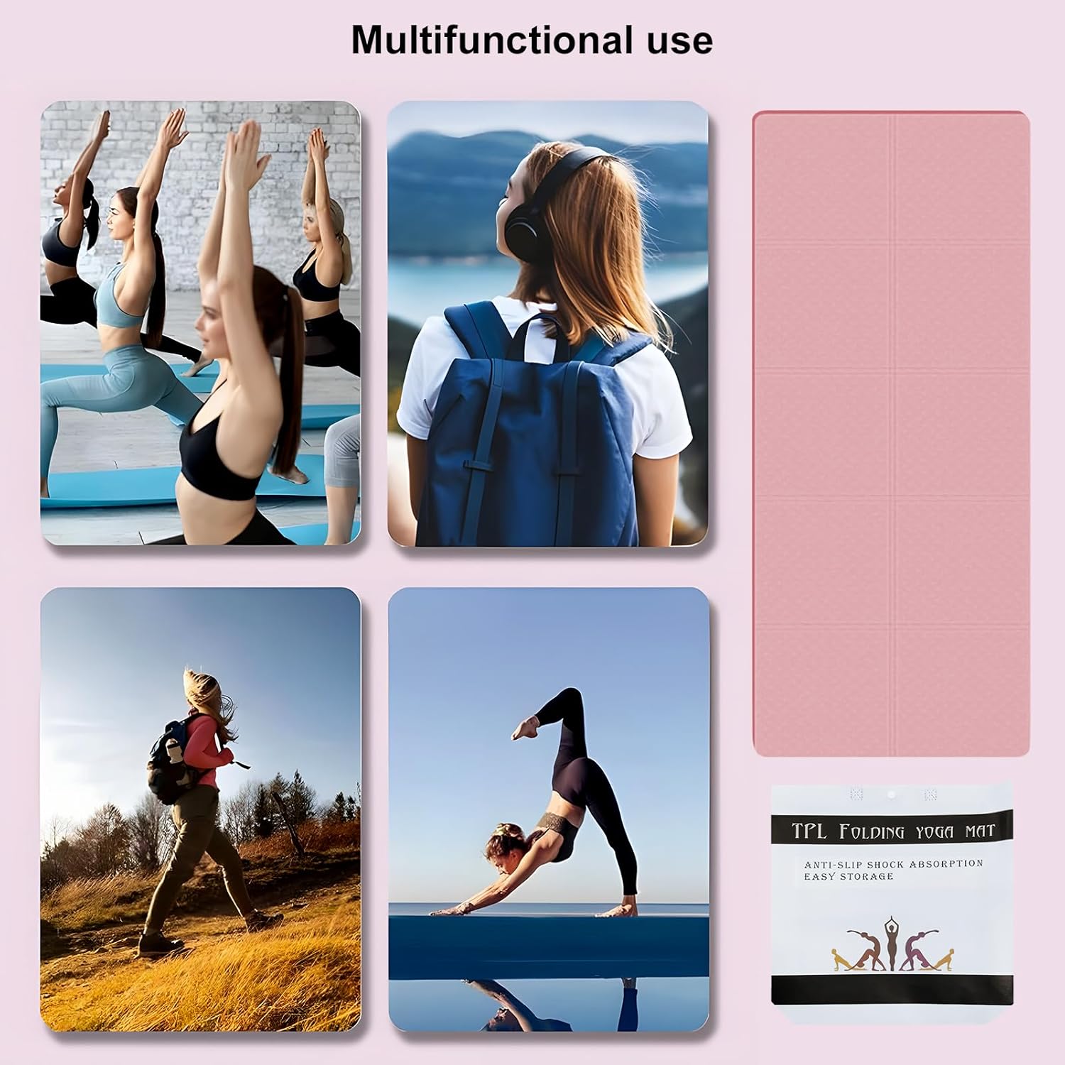 Gymnastikmatte, Yogamatte, rutschfeste Yogamatte, Sportmatte, Fitnessmatte, Gymnastikmatte, Trainingsmatte, Yogamatte, 186 x 61 cm, Sportmatte, Trainingsmatte, für Fitness, Pilates und Gymnastik – Bild 7