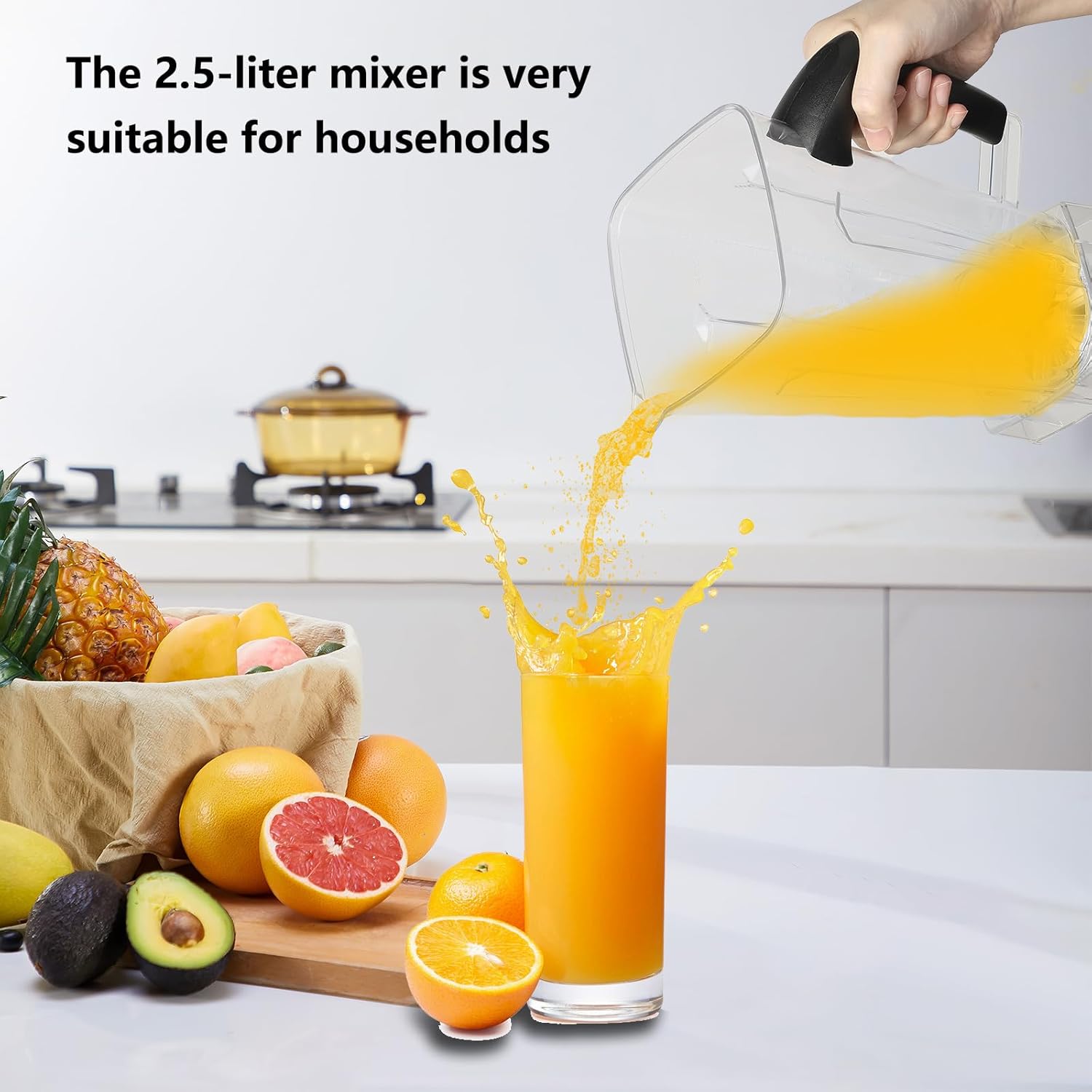 6000 W Multifunktions-Standmixer, 2 in 1, 2,5 l Mixer, Smoothie-Maker, 9-Gang-Mixer mit 2 Schüsseln und Edelstahlklingen, für Eisdessert, Milchshake und Smoothie (2-in-1) – Bild 4