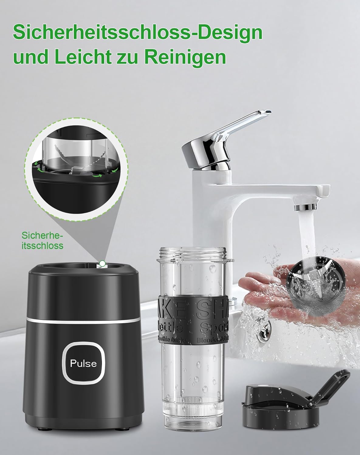 Mixer, Smoothie Maker, 500 W Mini-Standmixer mit 2 x 570 ml Tritan BPA-freier Flasche, tragbarer Edelstahlmixer, geräuscharm, leicht zu reinigendes 4-Klingen-System, für jede Art von Shake und Smoothie – Bild 5