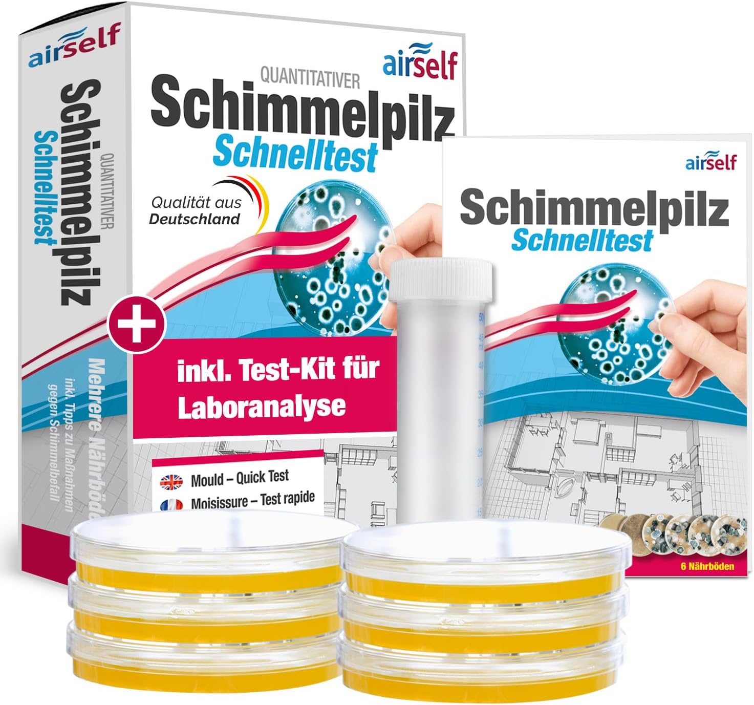 Schimmeltest-Kombipaket Passiver Schnelltest plus Schimmeltestlabor für bis zu 6 Räume