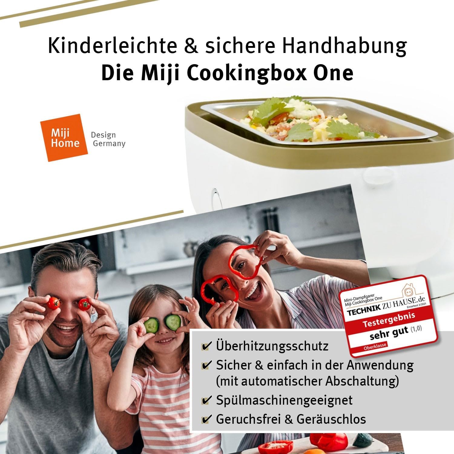Miji Elektrische Lunchbox & Mini-Campingkocher 1L | 250-W-Dampfgarer – leise, geruchlos und kompakt für 1–2 Portionen – Bild 3