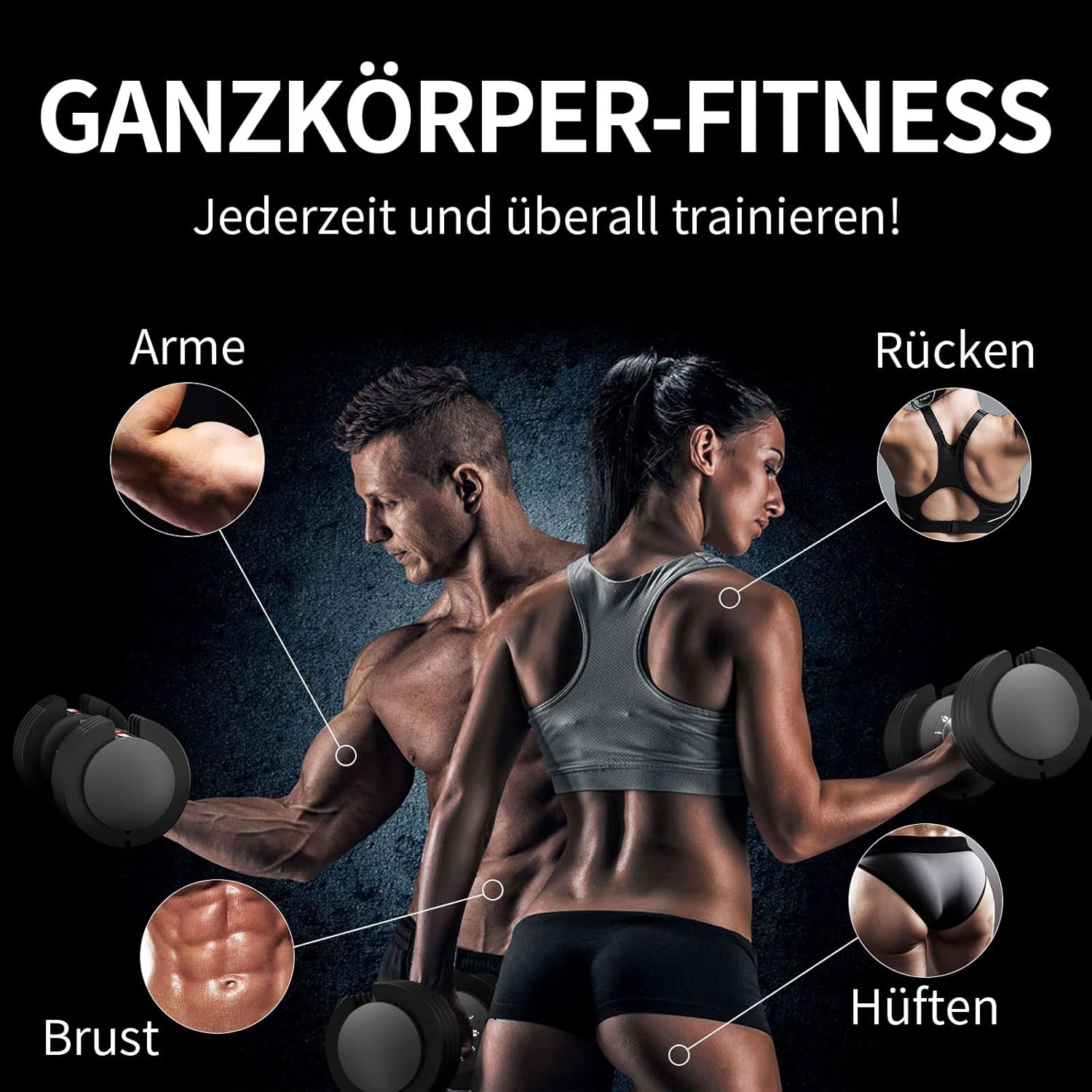 EnterSports 12 kg x 2 verstellbare Hanteln, verstellbare platzsparende Hanteln, rutschfester Griff, 5 Gewichtsstufen: 2–12 kg, gut für Zuhause, Büro, Fitnessstudio, Körpertraining – Bild 5