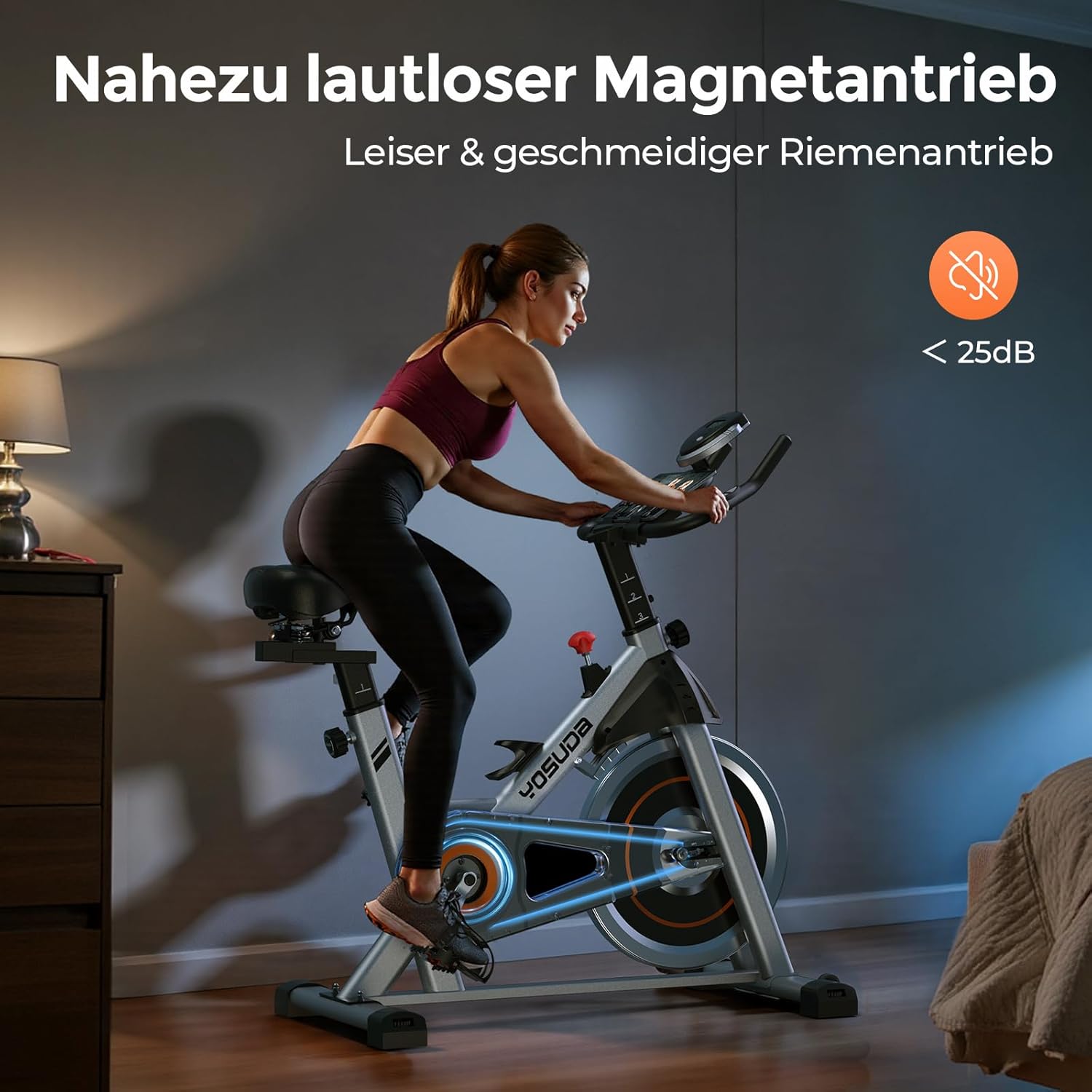 【2026 Aktualisiert】YOSUDA Heimtrainer Fahrrad, Leises Hometrainer Fahrrad mit einstellbarem magnetischem Widerstand, LED-Monitor, Tablet-Halter, Spining Bike Inndoor für Kardiotraining zu Hause – Bild 4