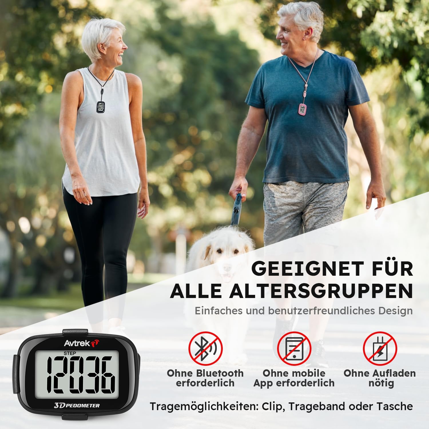 AVTREK Präziser 3D-Schrittzähler, Mini-Schrittzähler zum Gehen oder Laufen im Freien, Wanderaktivitäten – Bild 4