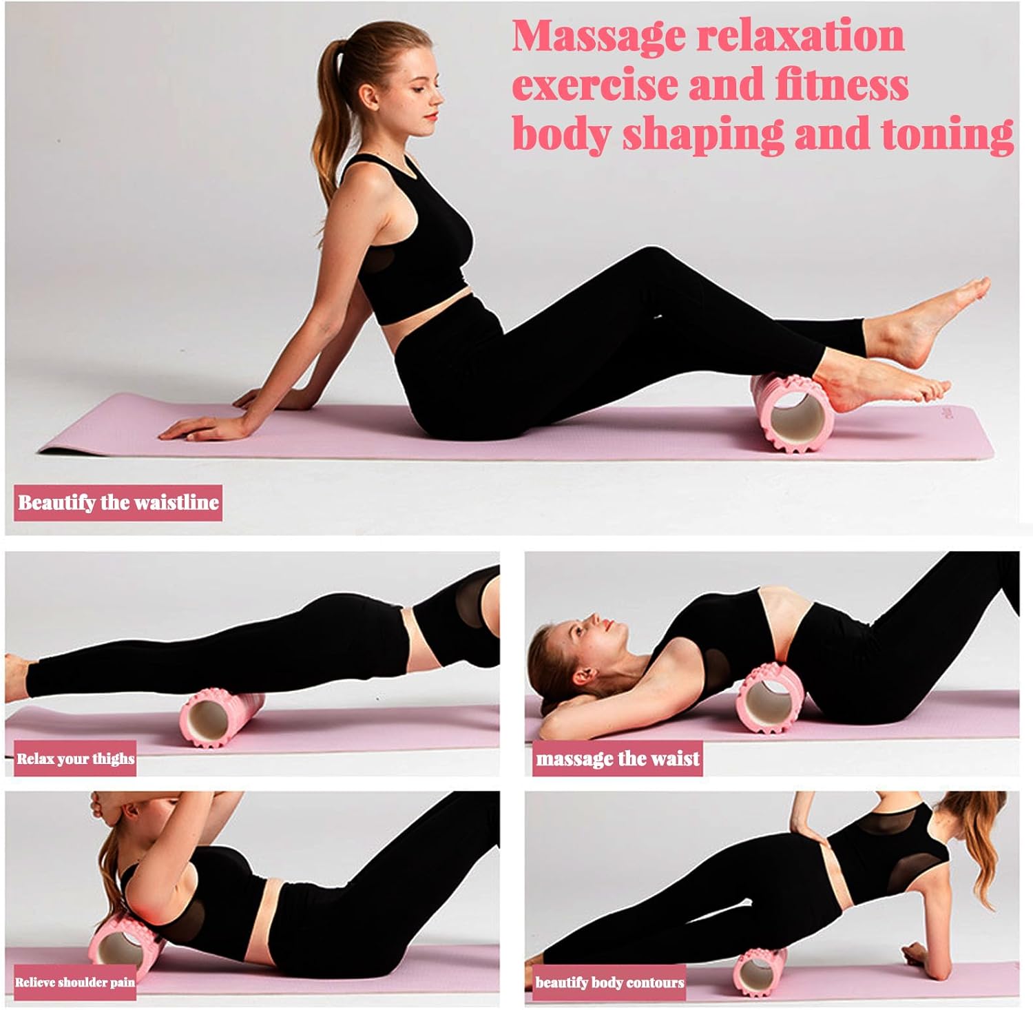 Schaumstoffrolle, Gesichtsrolle Rückenwirbelsäule, Massagerolle, Faszienrolle Wirbelsäule für Tiefengewebsmassage, Schaumstoffrolle zur Linderung von Muskelverspannungen (Pink) – Bild 4