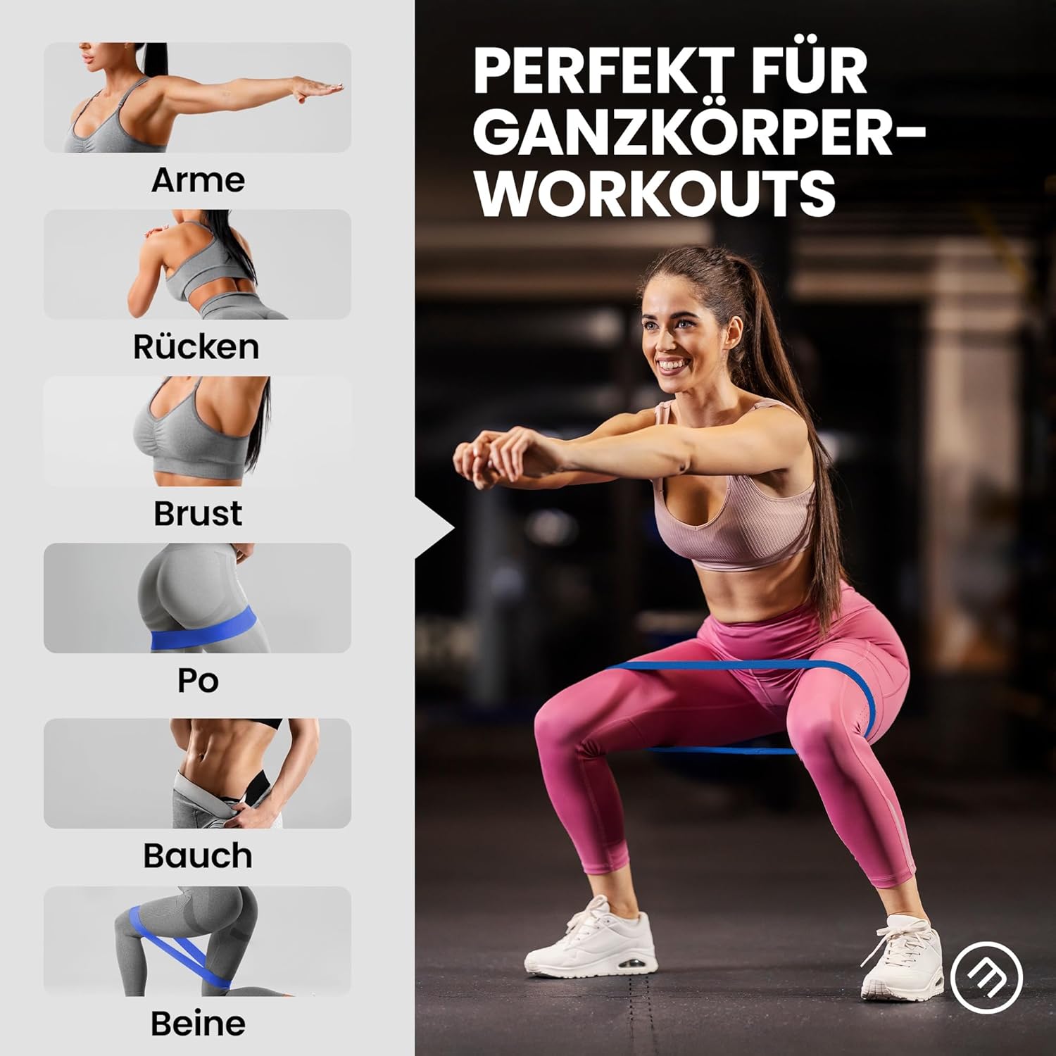 Fitnessband-Set, Latex-/Stoffschlaufen-Widerstandsbänder mit Trainings-eBook (Englisch nicht garantiert), Übungsband, Fitness-Sport-Workout, Krafttrainingsband, elastisches Trainingsband, Miniband, Crossfit, Yoga – Bild 8