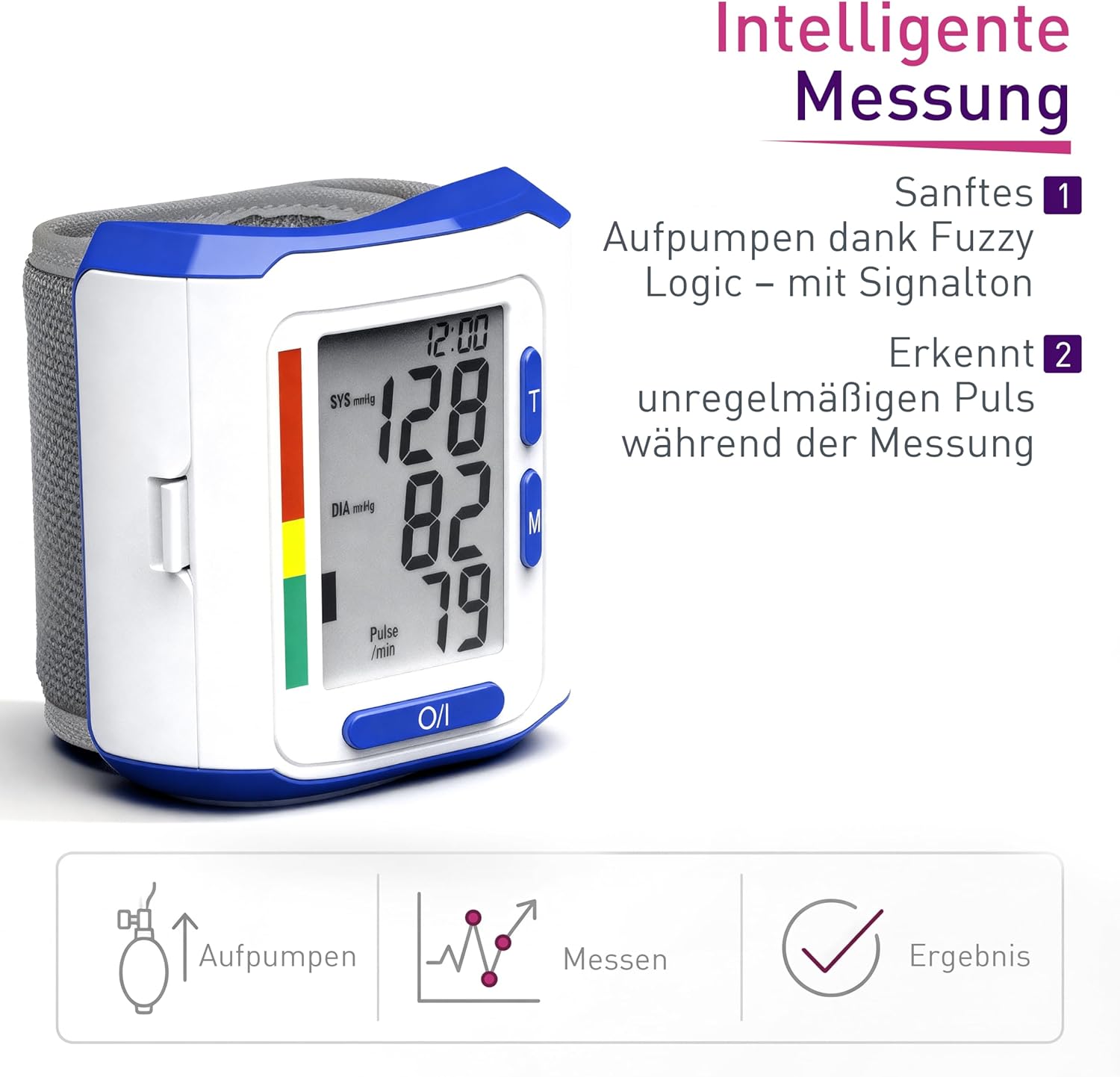 scala SC 6400 Blue Handgelenk-Blutdruckmessgerät – Präzises Blutdruckmessgerät mit WHO-Anzeige und 85 Speicherplätzen – Fuzzy-Logic-Technologie – inklusive Box und Batterien – Manschette 13,5–19,5 cm – Bild 5