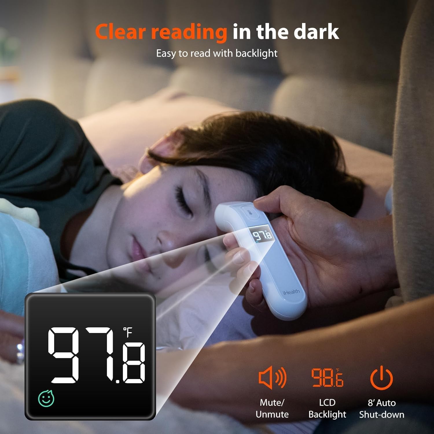 iHealth Thermometer für Erwachsene, iHealth Infrarot-Stirnthermometer für Erwachsene und Kinder, berührungsloses digitales Babythermometer mit Fieberindikatoren, berührungsloses Thermometer (PT2L) – Bild 4
