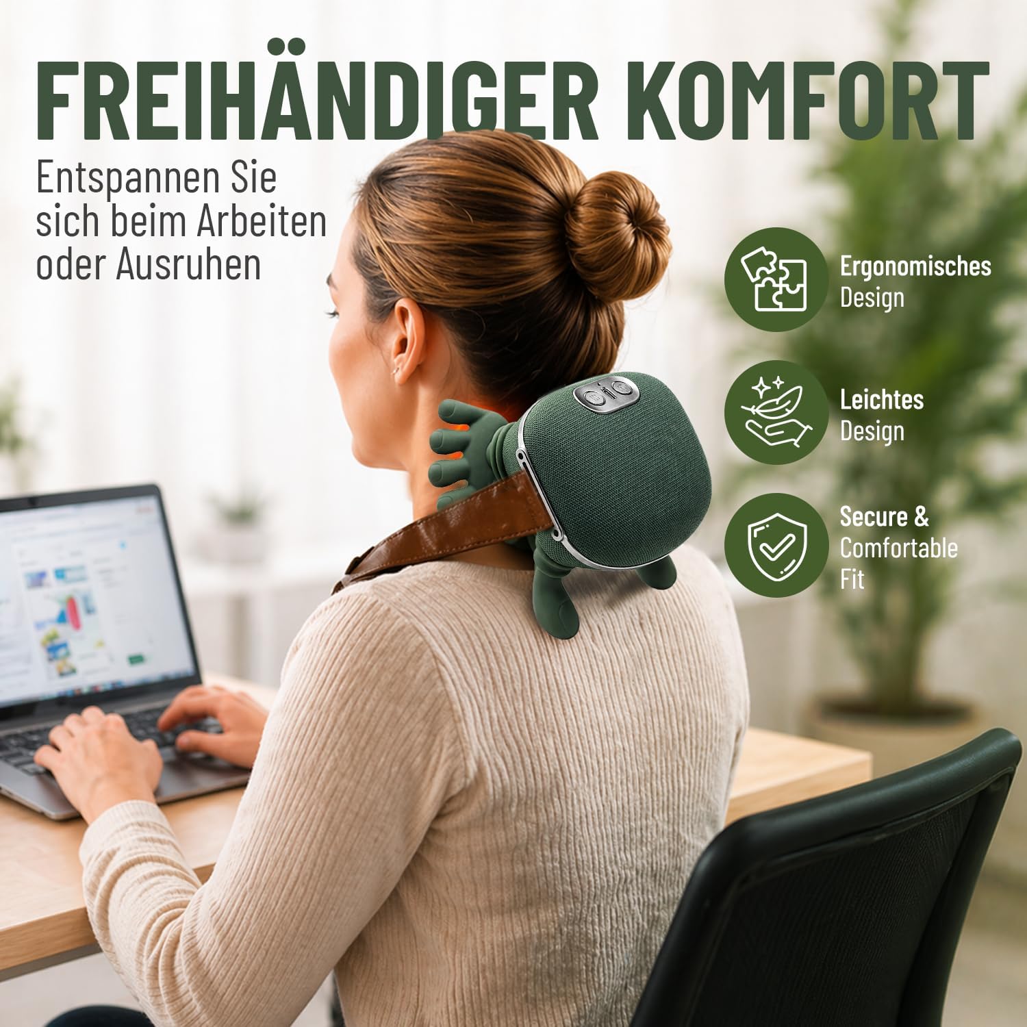 BeFit24 Nackenmassagegerät 4D mit Wärme, kabellos, Tiefengewebsmassagegerät für Nacken, Schulter, Rücken, wirksam gegen Schmerzen & Verspannungen, ideal für Büro, Zuhause & Geschenk – Bild 5