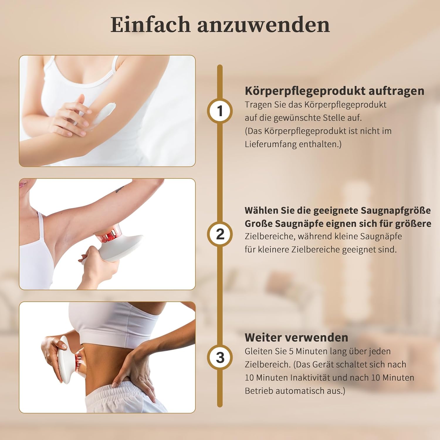 Ehomfory 3-in-1-Schröpfmassagegerät mit Lymphdrainagegerät, Cellulite-Massagegerät, Massagepistole und EMS- und Rotlichtfunktion zur Gesichtsstraffung und Körperkonturierung, tragbar – Bild 3