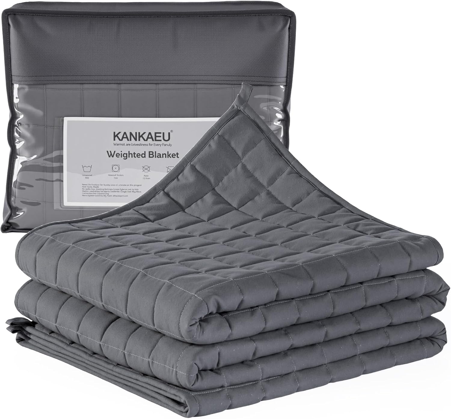 KANKAEU Gewichtsdecke 150 x 200 cm 7 kg – Gewichtsdecke mit Glasperlen – Anti-Stress-Decke gegen Schlafstörungen für Tiefschlaf – atmungsaktiv und maschinenwaschbar (60–80 kg)