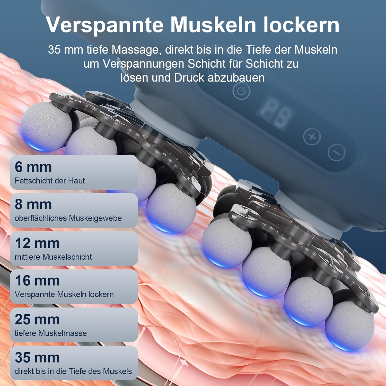 Massagepistole, Massagepistole für Muskelmassage, 42-Kopf-Massagegerät, wiederaufladbares Handmassagegerät für Muskeln mit 9 Modi und 9 Stufen – Bild 4