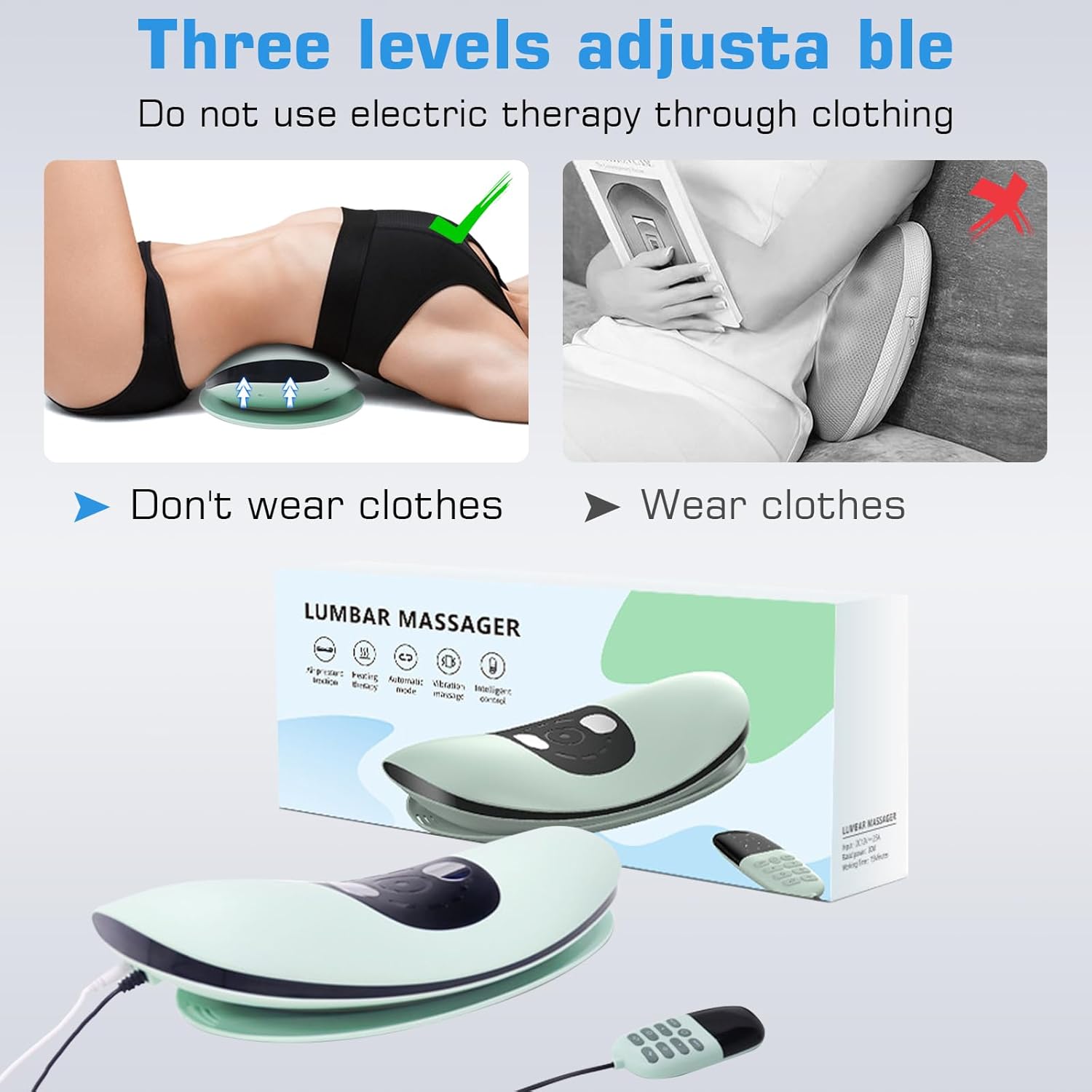 Rückenmassagegerät, kabelloser Rückenstrecker mit Airbag-Traktion, elektrisches Lendenmassagegerät, elektrisches Lendenwirbel-Traktionsgerät, Massagegerät für den Rücken mit Traktion, Vibration und Wärme – Bild 5