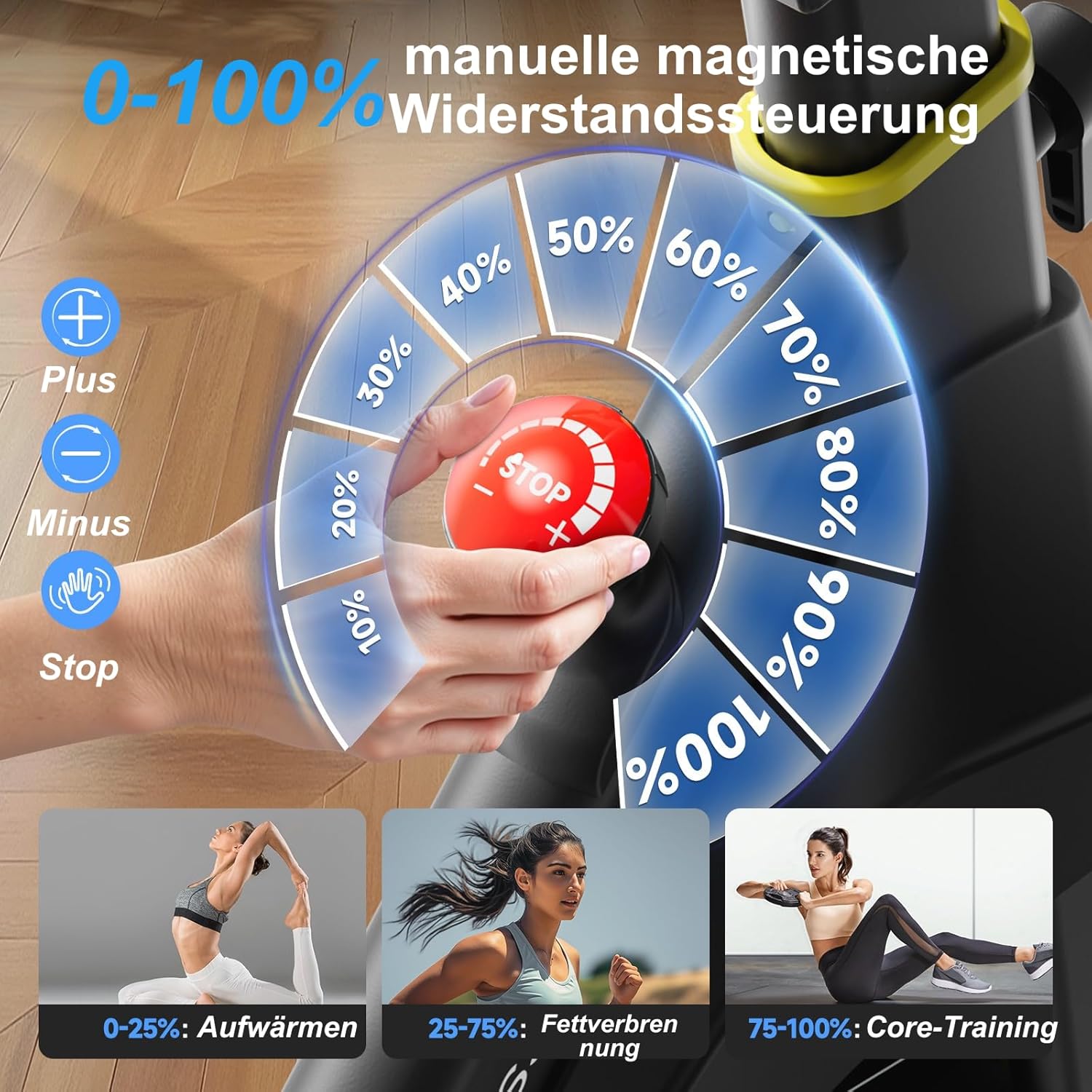 YPOO Heimtrainer, Leises Heimtrainer-Fahrrad mit einstellbarem Magnetwiderstand, Indoor-Spinning-Bike für Cardio-Training mit Komfort-Atmungssitz, Tablet-Halterung, App, LED-Monitor bis 160 kg – Bild 9