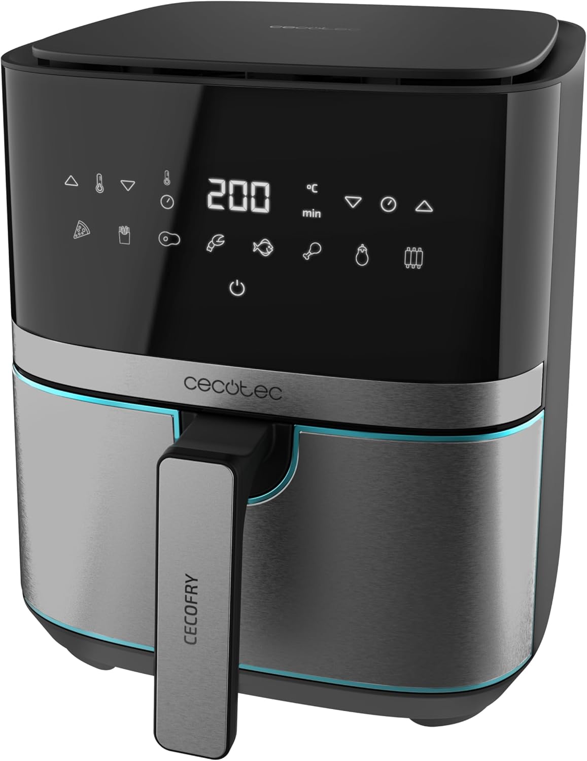 Cecotec Heißluftfritteuse 5,5 l Cecofry Full InoxBlack Pro 5500. 1700 W, ölfreie Fritteuse, Diät und Digital, Touchpad, Edelstahl-Finish, PerfectCook-Technologie, Thermostat, 8 Modi – Bild 3