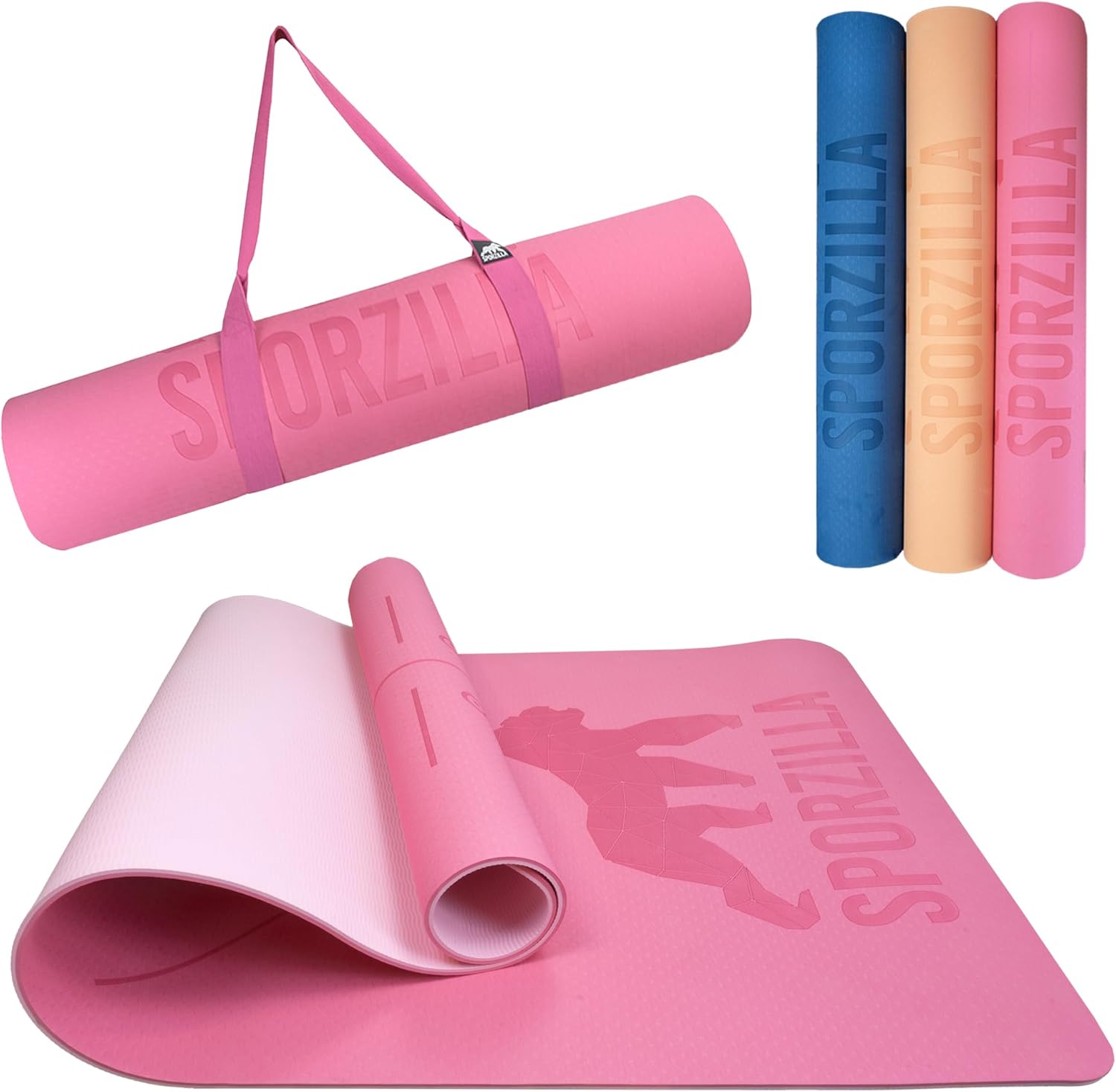 Premium XL Fitnessmatte, Yogamatte, extra breit 80 cm, 8 mm dick, rutschfest & schadstofffrei, mit Hilfslinien