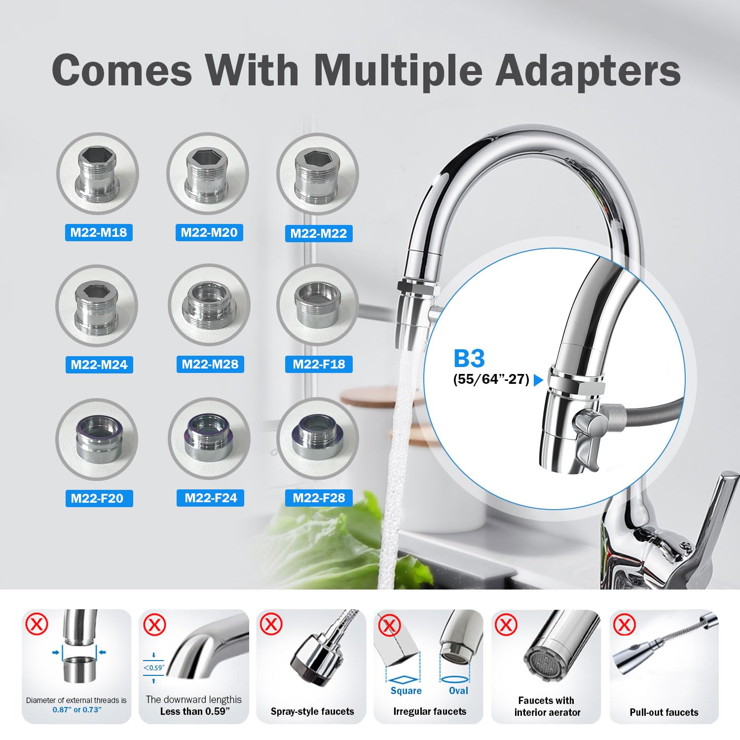 Frizzlife DS99-S Gegenwasserfiltersystem, 7-stufige Wasserfilterung aus Edelstahl, 0,5 Mikron NSF-zertifizierte Elemente, reduziert 99,99 % Blei, Chlor, Schwermetalle, Kalk und Kalkablagerungen – Bild 7