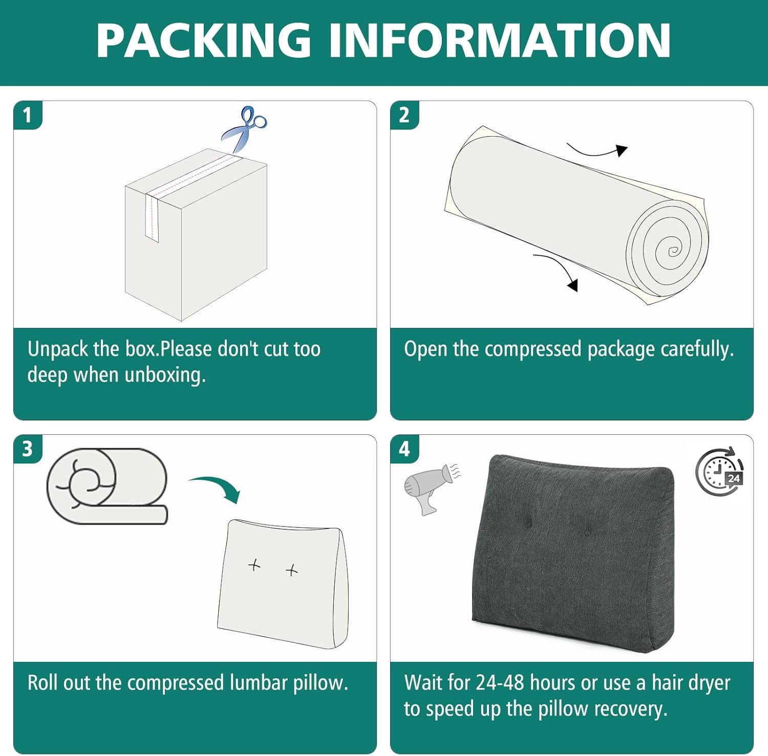 Ergonomisches Rückenkissen für Sofa und Bett, weiches Keilkissen mit Memory-Schaum, bequemes Lesekissen & Lordosenstützkissen für Erwachsene, Rückenlehnenkissen, grau – Bild 5