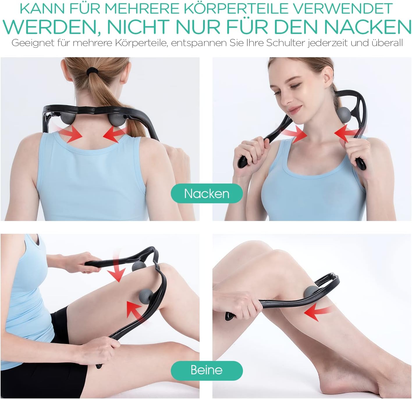 Voyor Nackenmassagegerät, manuelle Massage von Triggerpunkten und Faszien im Nacken, Selbst-Nackenmassagegerät mit Massageball zur Linderung von Muskelschmerzen, leicht, tragbar, MS110 Faszien – Bild 4