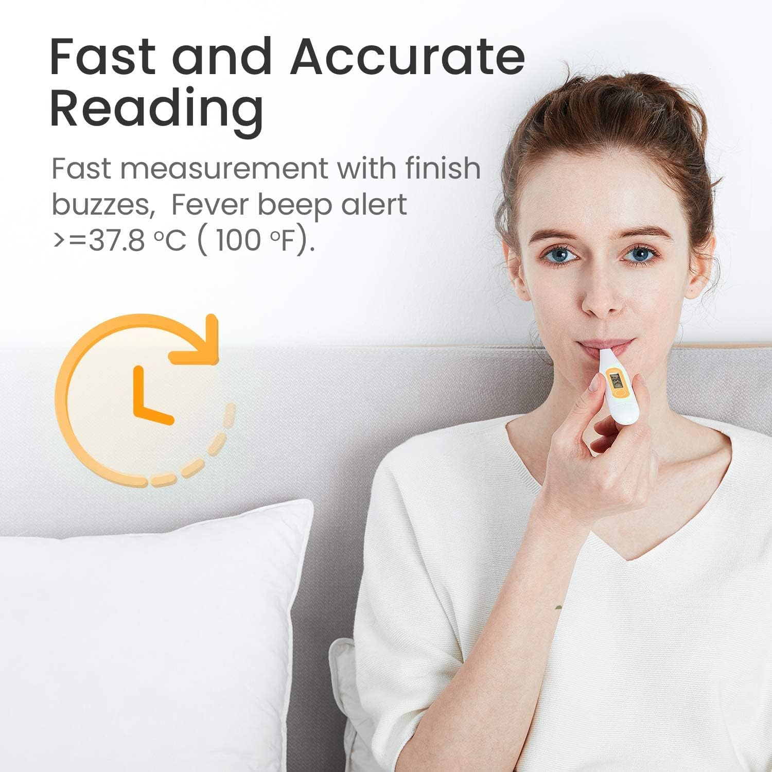 Digitales Fieberthermometer, Rektal, Oral, Achselthermometer Fieberthermometer für Baby Kinder Erwachsene, Genaue und Schnelle Ablesungen, Wasserdichte Sonde (orange-2 Packungen) – Bild 6